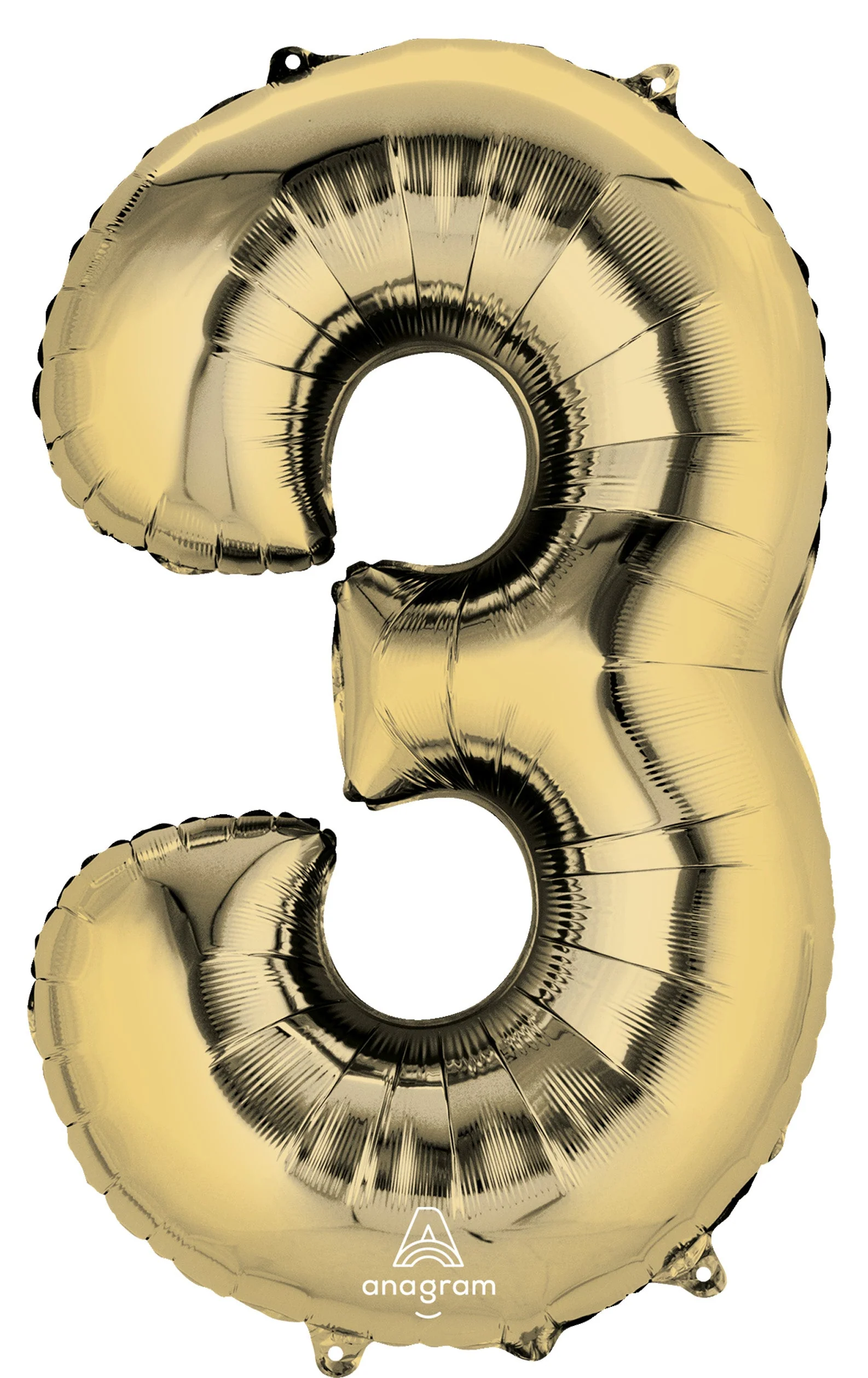 Stunning White Gold Foil Balloon '3' - Superior Float Time, Ideal for Birthdays!