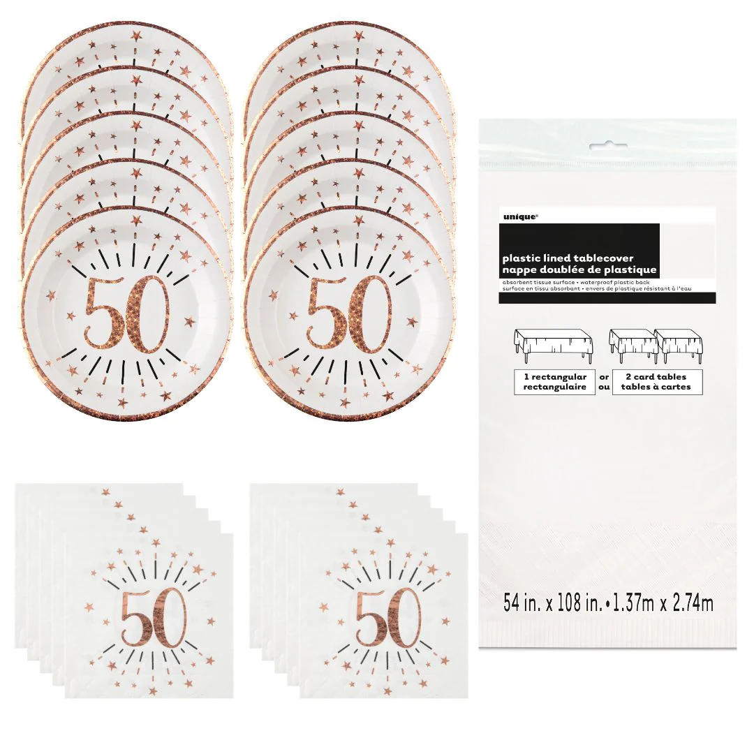 Rose Gold 50th Birthday Bundle - Effortless Celebration Awaits!