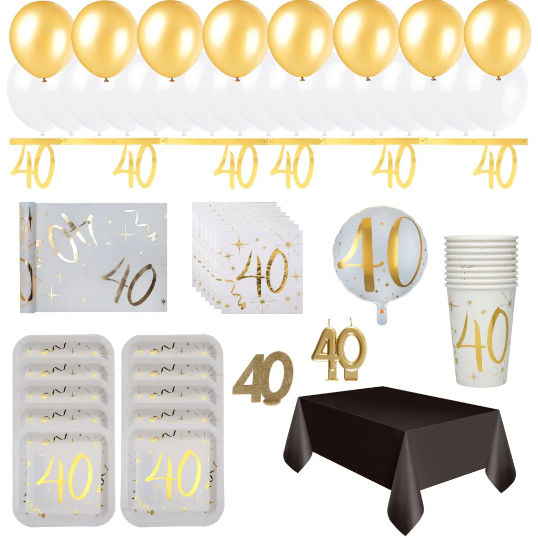 40th Birthday Gold Party Bundle - Effortless Celebration Solution!