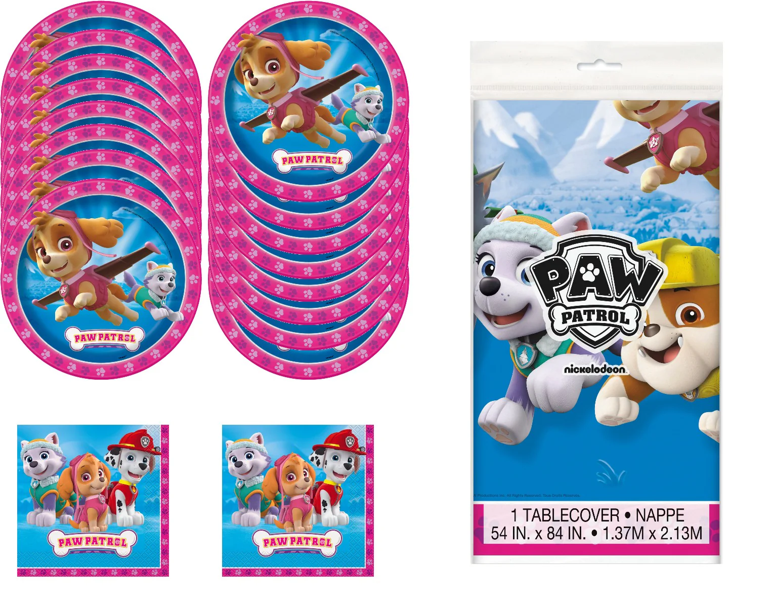 Skye Paw Patrol Party Kit: Complete Tableware Bundle, Endless Fun for 8 Guests!