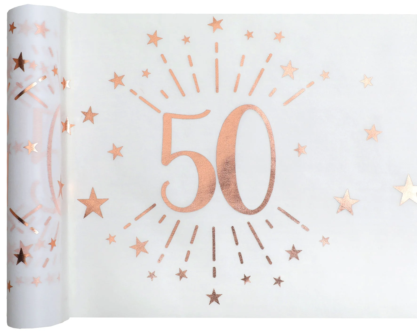 Elegant 50th Birthday Rose Gold Table Runner - Add a Touch of Glamour to Your Party!