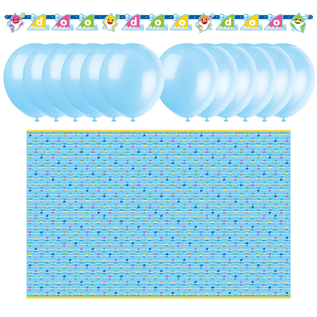 Baby Shark Party Bundle: Tablecloth, Banner & Plates - Ultimate Fun!