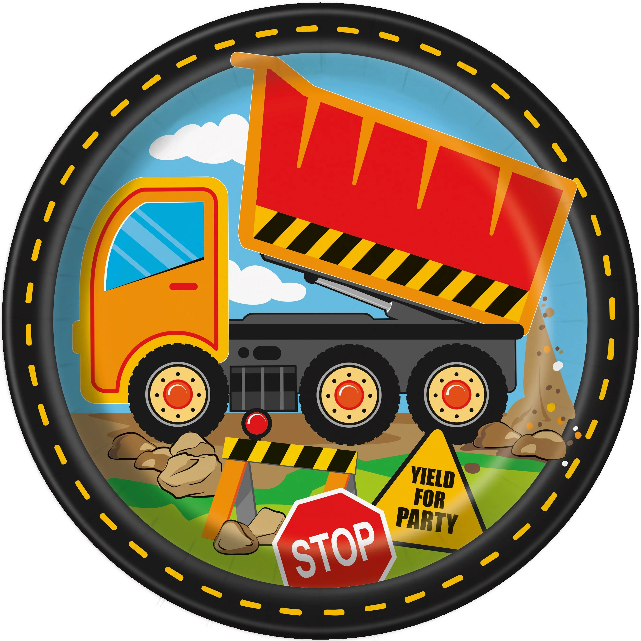 Affordable Construction Themed Dinner Plates Set of 8- Easy Set-Up for Parties