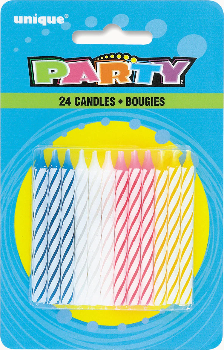 Rainbow Candles Pack of 24 �C Perfect for Birthday Celebrations! Easy Setup, Affordable Pricing, and Coordinated Themes Make Party Planning a Breeze! Ideal Party Supplies for Memorable Events!