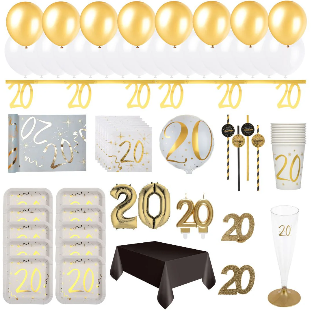 20th Birthday Gold Party Bundle - Effortless Celebration Awaits!