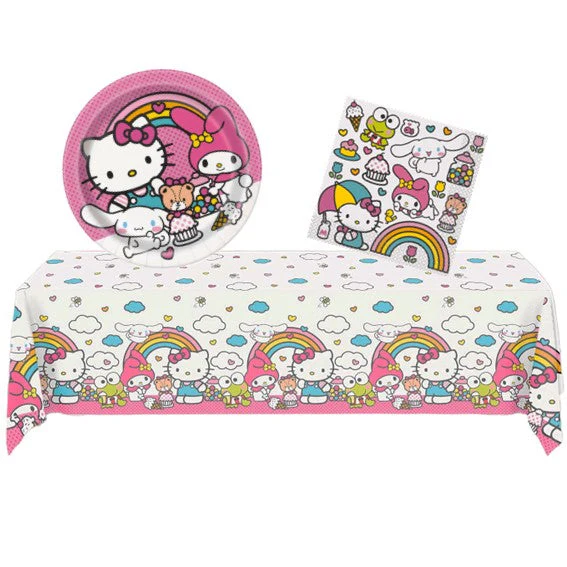 Hello Kitty Party Bundle: Plates, Napkins & Tablecloth - Celebrate with Joy!