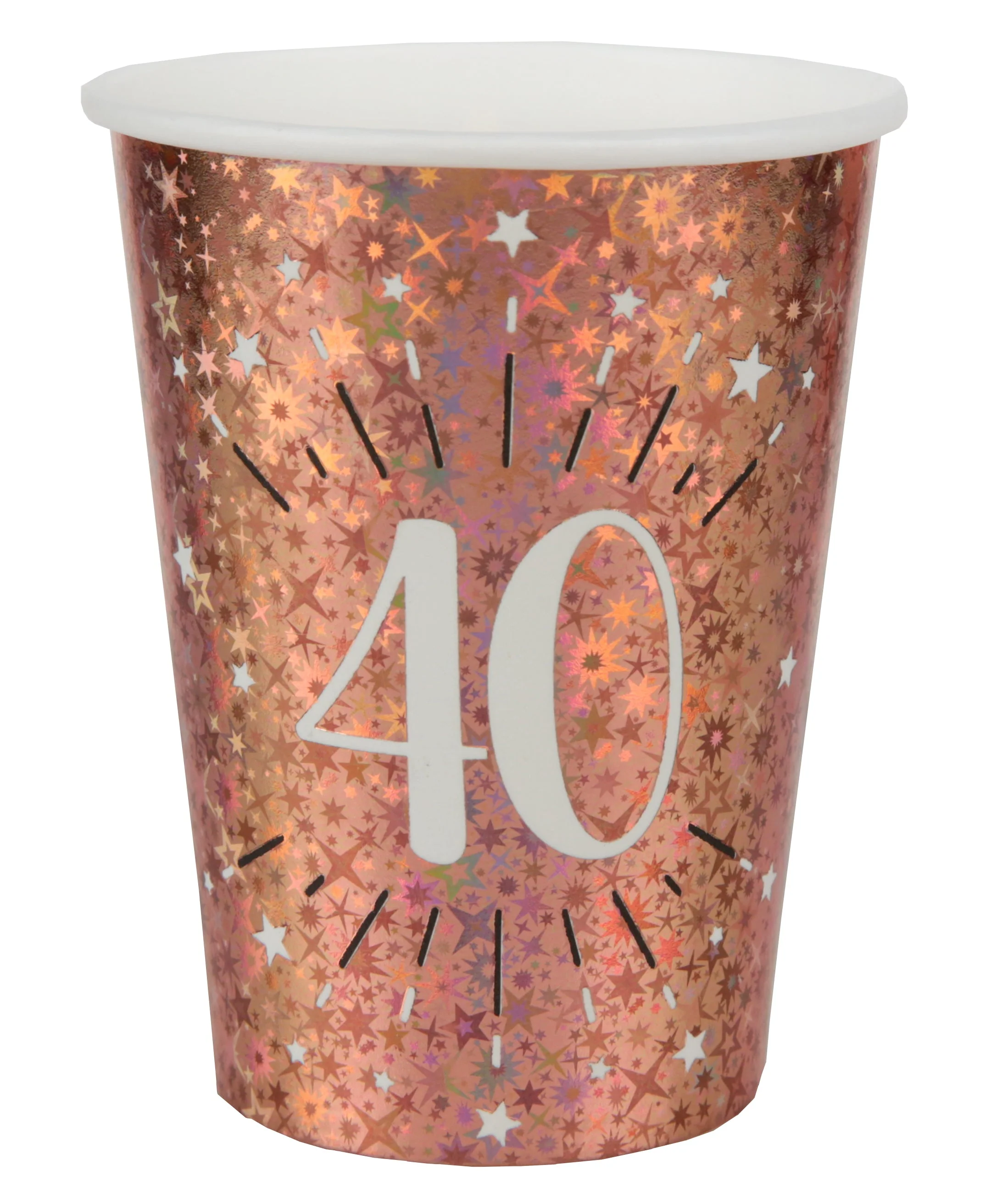 Elegant 40th Birthday Party Supplies - Stylish Rose Gold Paper Cups Set