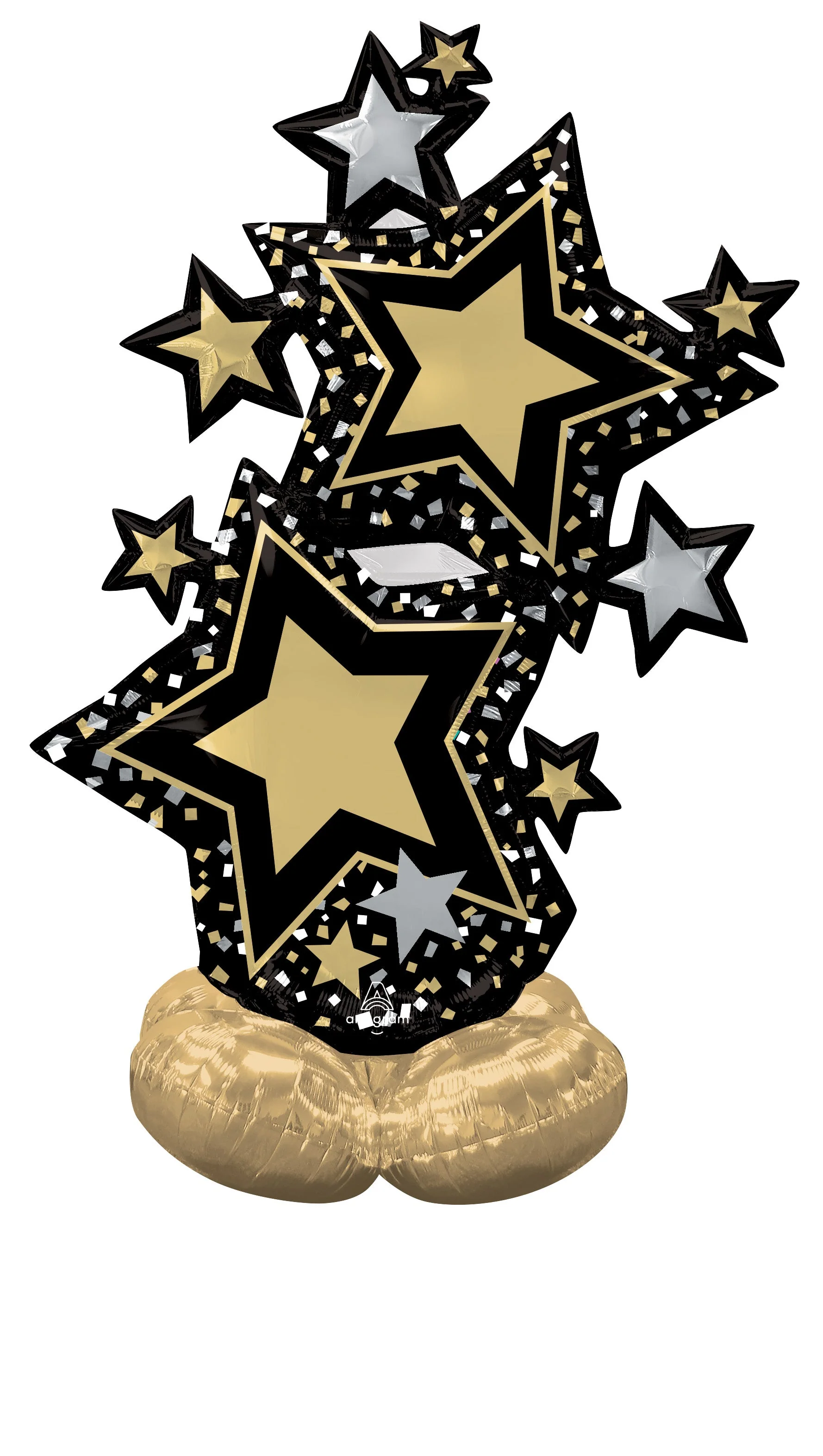 Black and Gold Star Cluster AirLoonz Balloon - A Dazzling Display for Any Celebration!