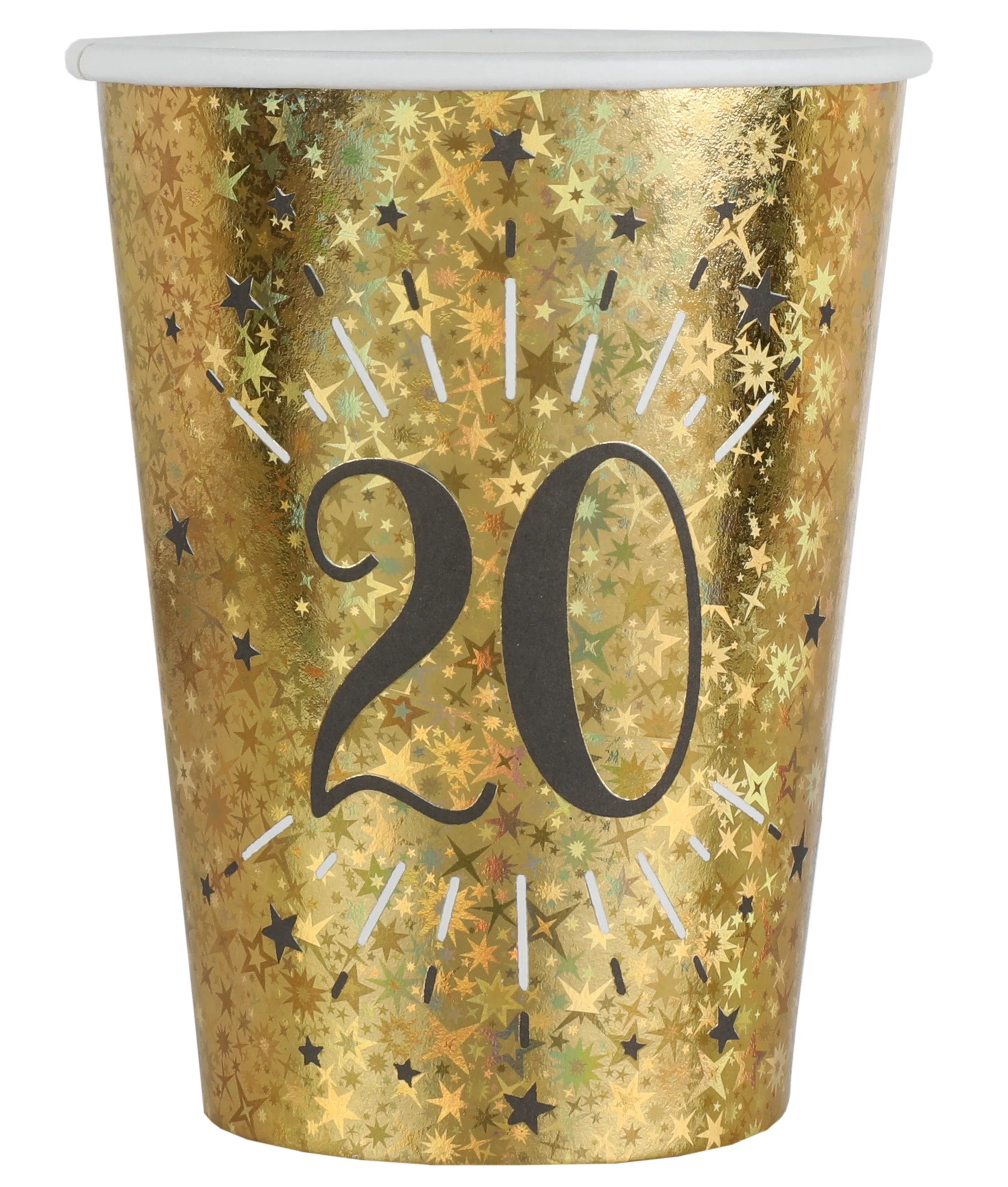 20th Birthday Party Essential: Gold Paper Cups - 10 pack - Elegant & Stylish Party Supplies