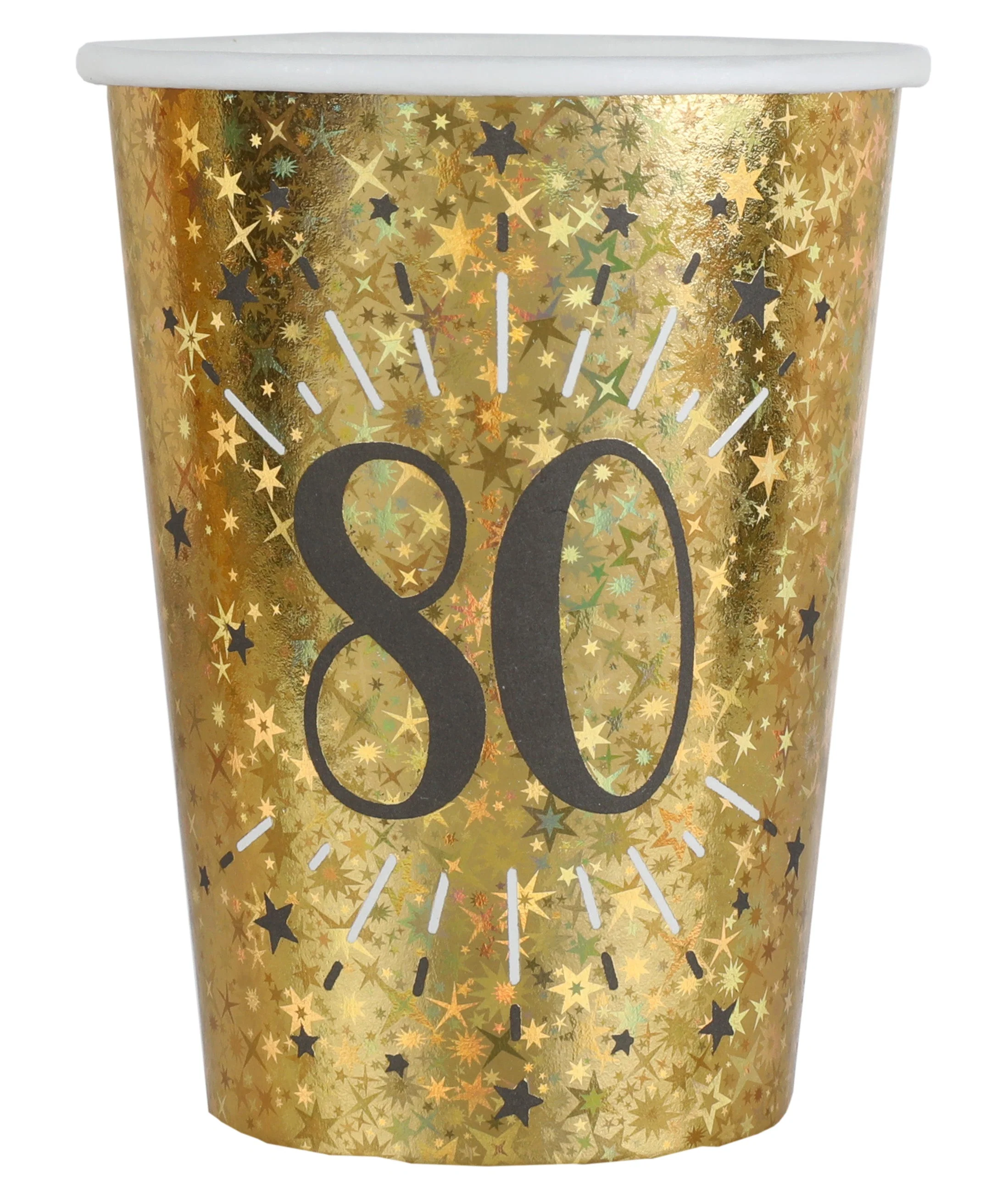 Golden Elegance: 80th Birthday Party Paper Cups - Set of 10 for a Trend-setting Celebration!