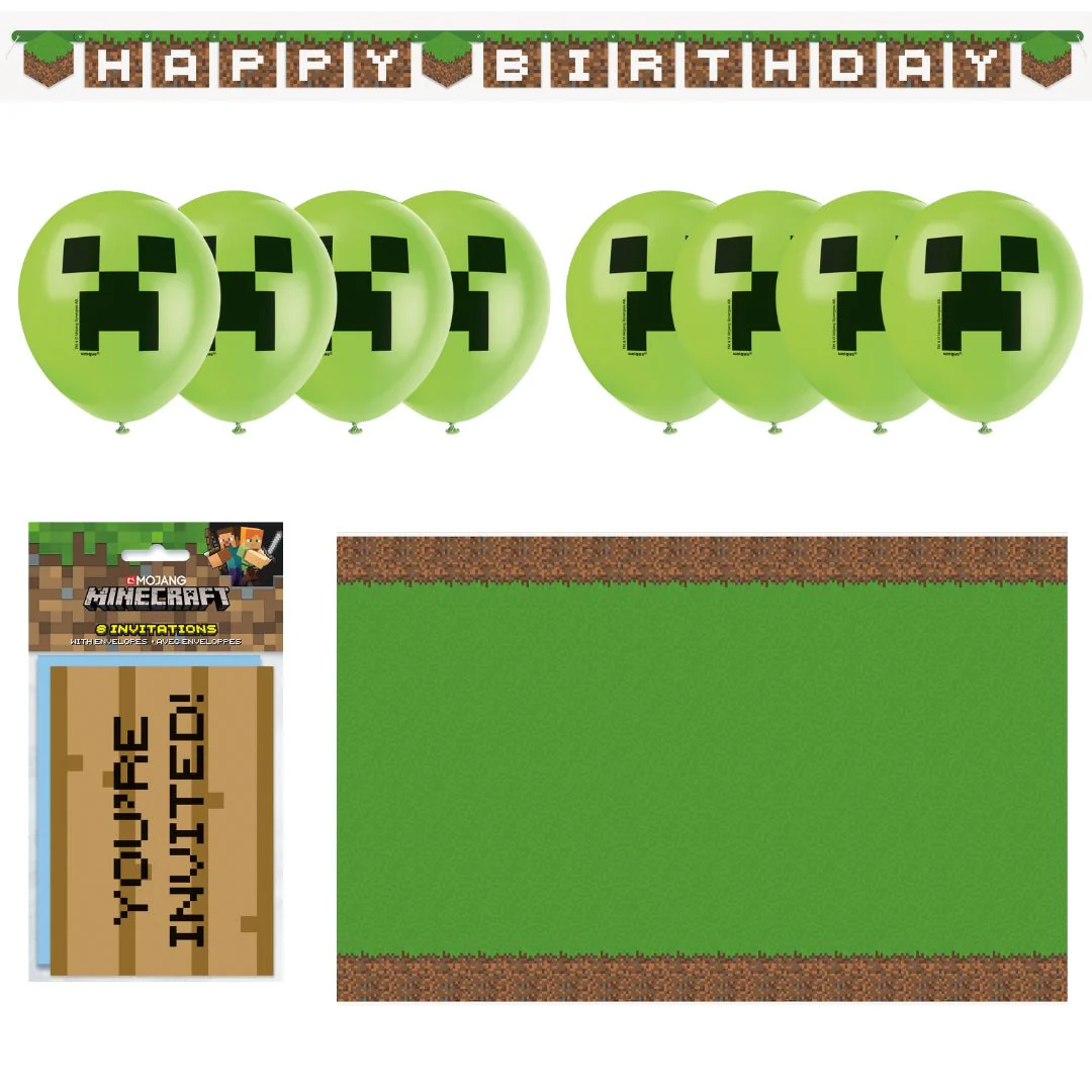 Ultimate Minecraft Party Bundle - All-in-One Fun for 8 Guests, Official Licensed!