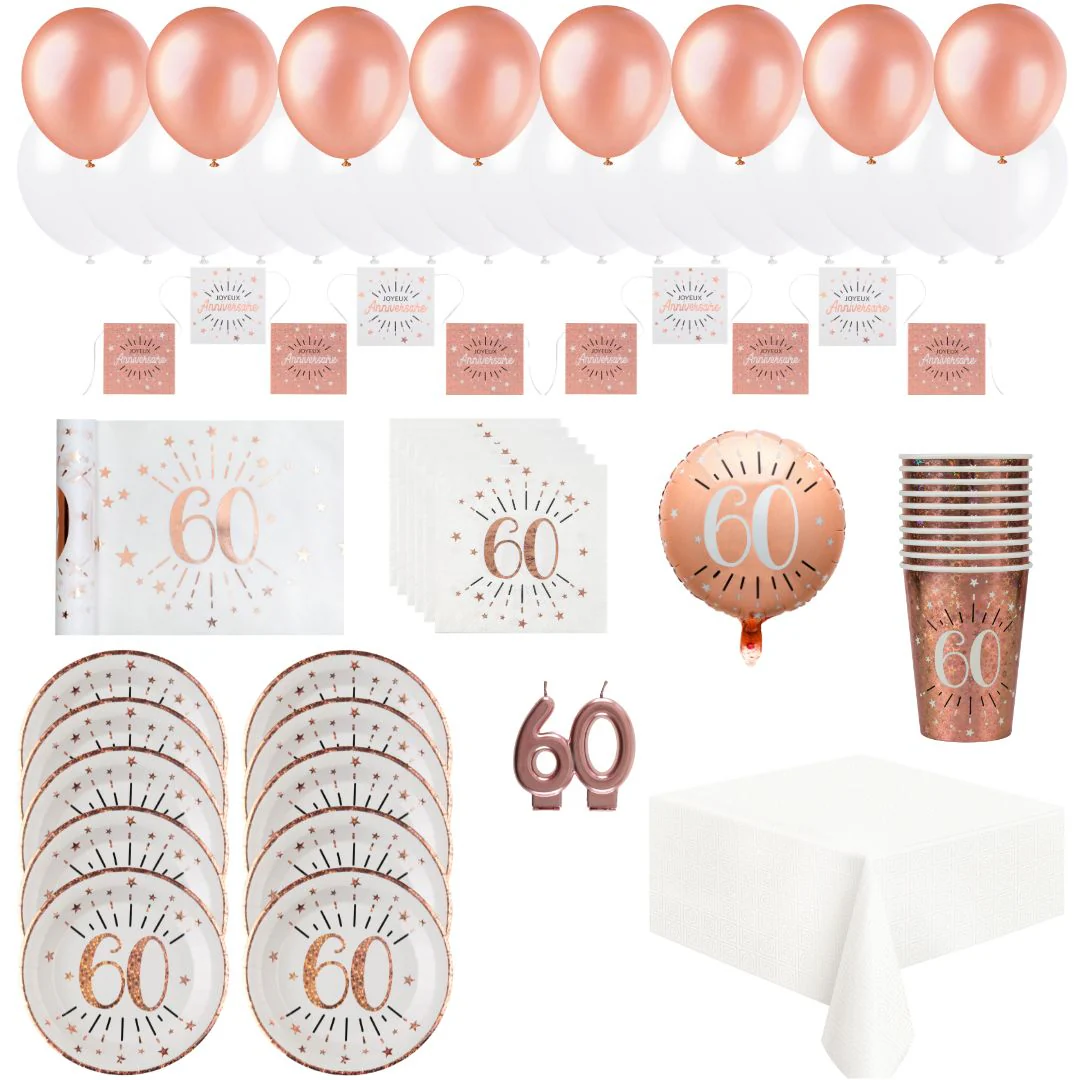 60th Birthday Rose Gold Party Bundle �C Effortless Celebration Awaits!