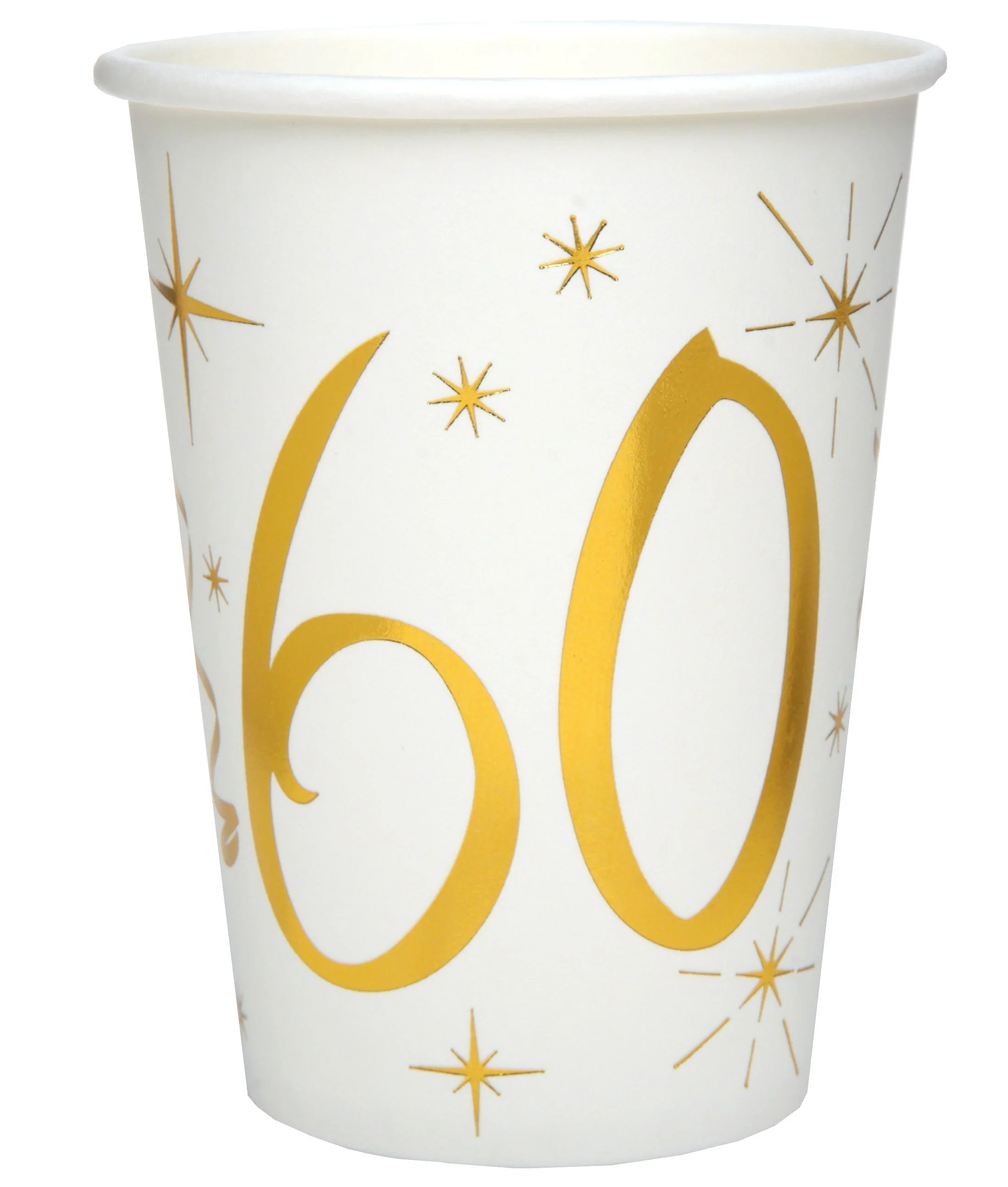Elegant 60th Birthday Gold Paper Cups - Make Your Celebration Shine with Stylish Party Supplies!