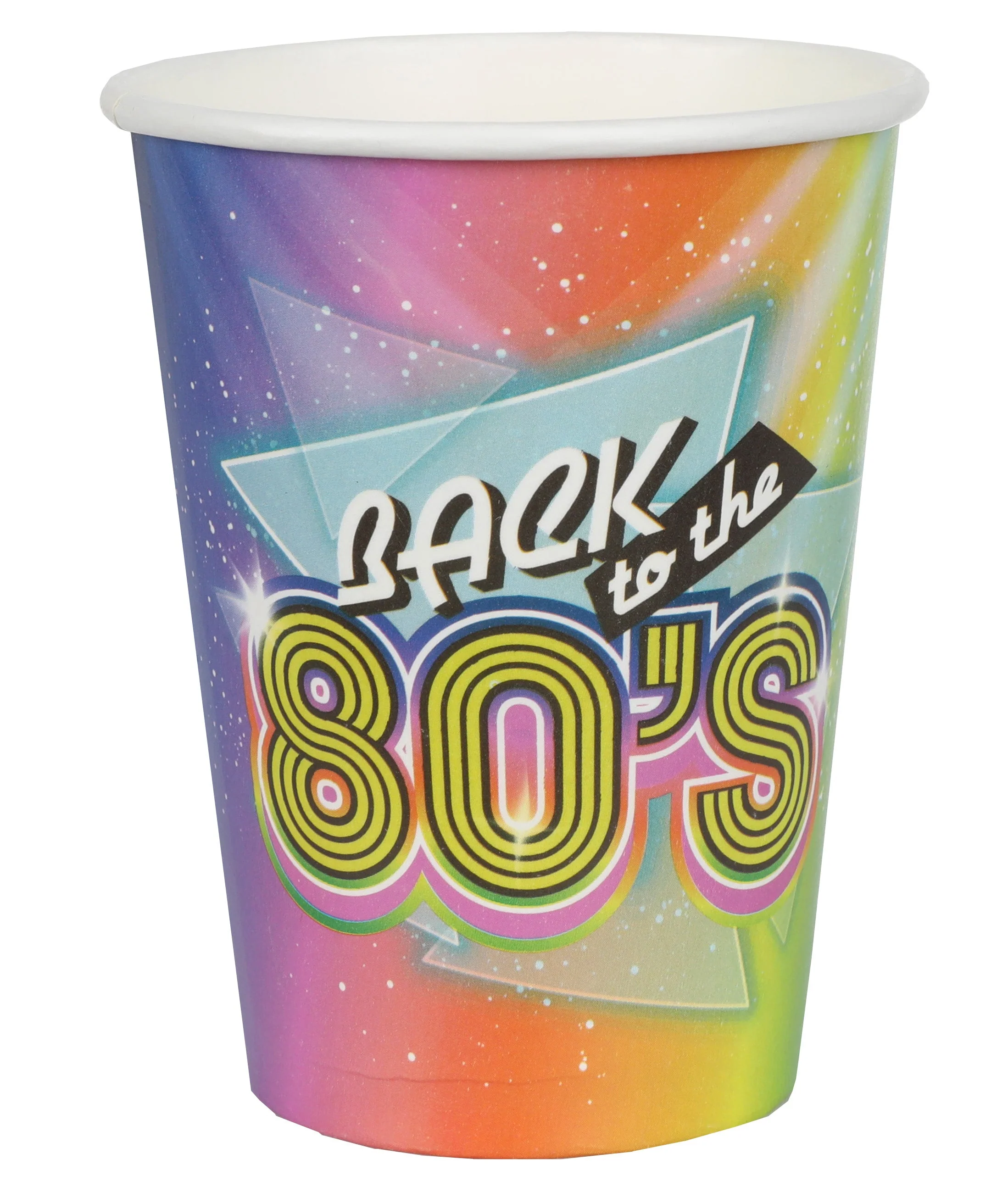 1980's Theme Birthday Bash - Elegant Multicolor Paper Cups for Trend-Setting Parties