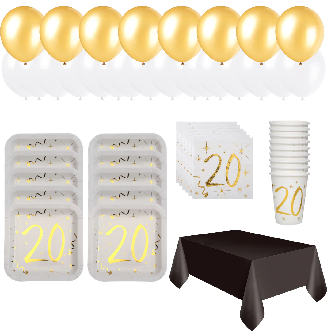 20th Birthday Gold Party Bundle - Effortless Celebration Awaits!