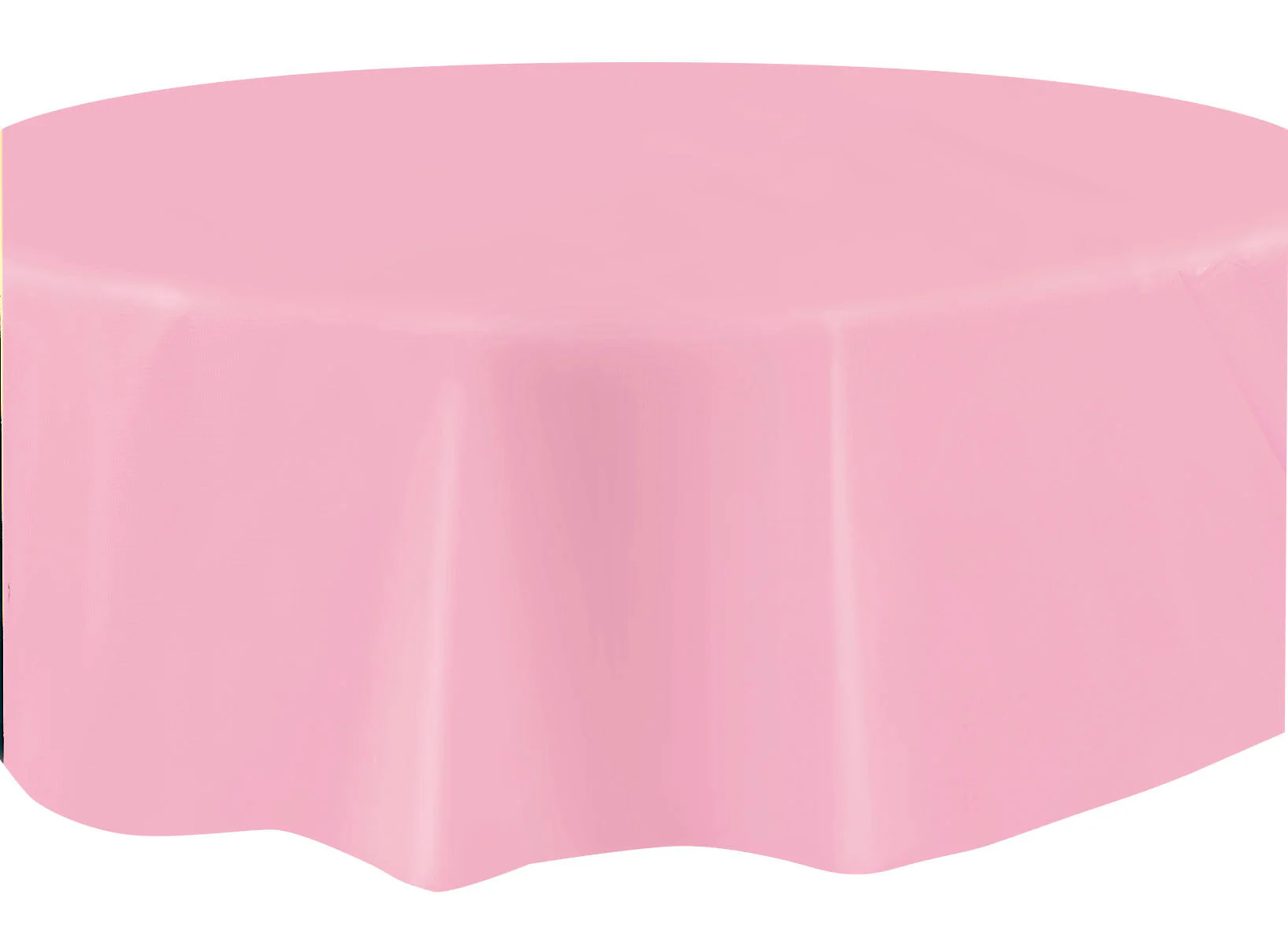 Lovely Pink Solid Round Plastic Table Cover, 84