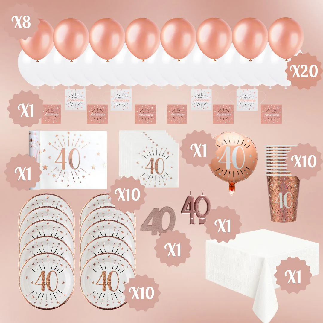 Rose Gold 40th Birthday Party Bundle - Effortless Celebration Kit!
