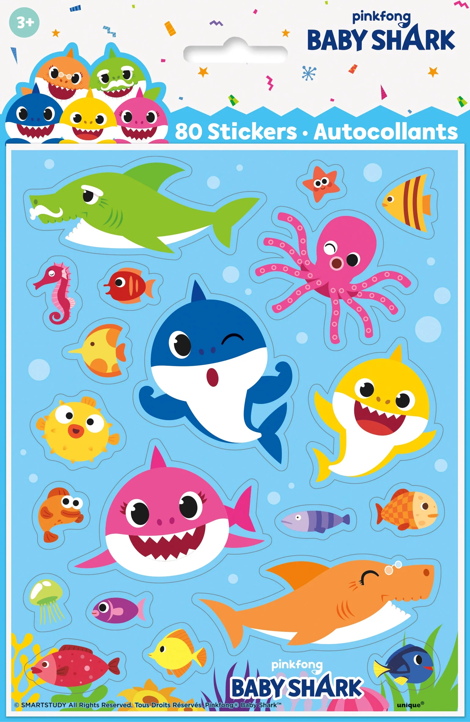 Affordable Baby Shark Stickers Pack - 80pcs Easy Setup Party Decor for Unforgettable Celebrations