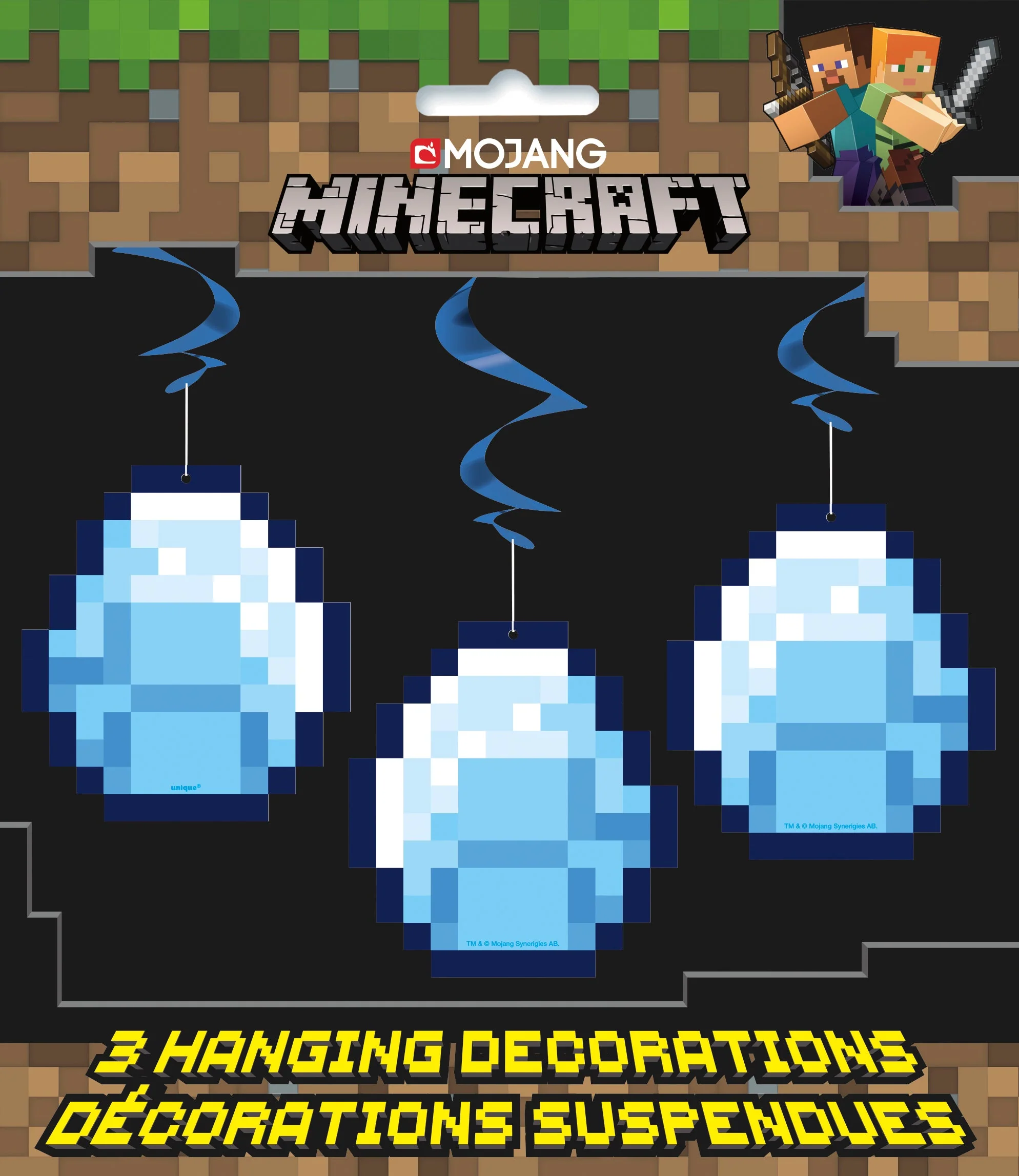 Exciting Minecraft-Themed Hanging Swirls �?Pack of 3 �?Perfect for Parties!