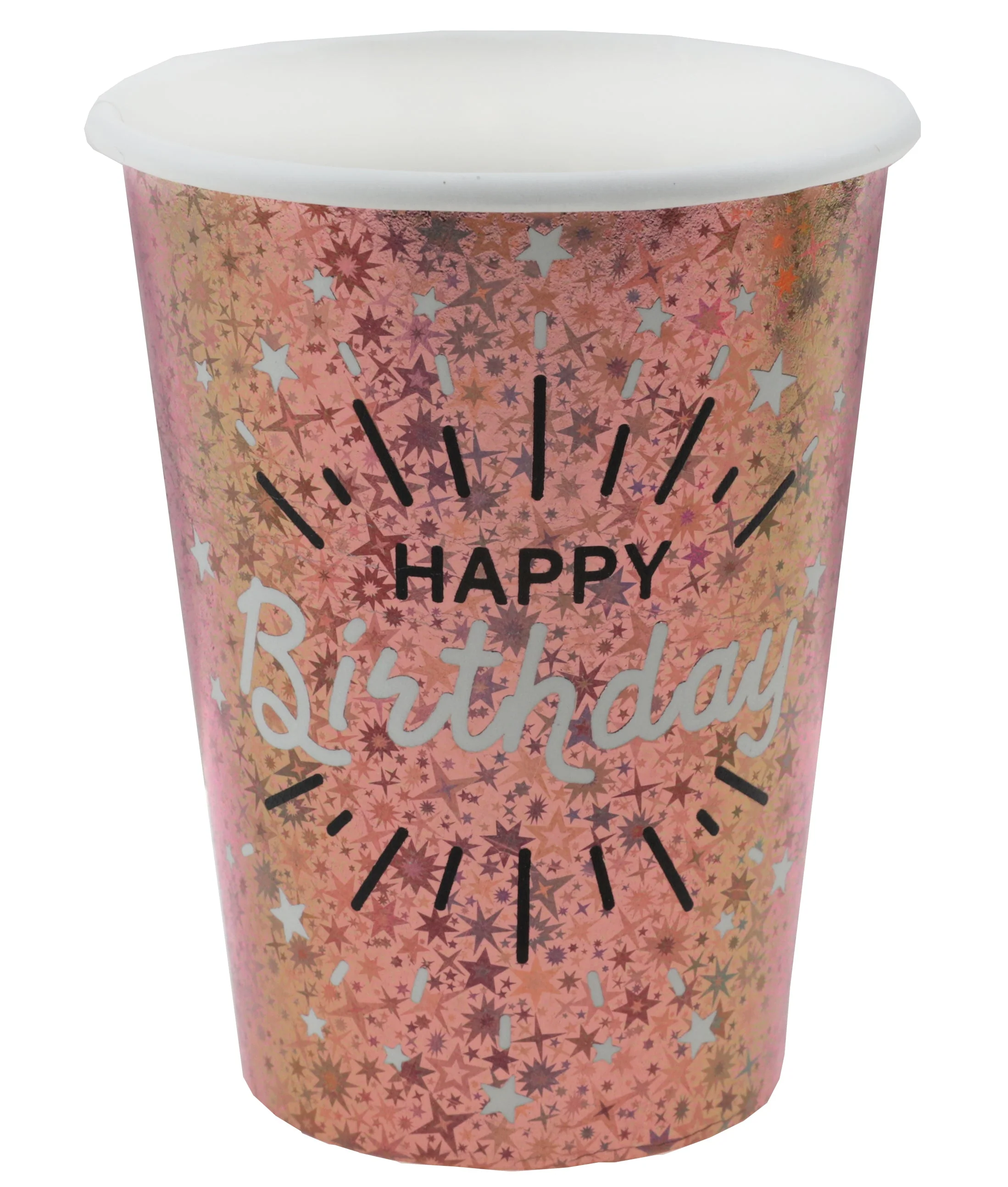 Chic Pink Glitter Paper Cups - Elevate Your Birthday Bash With Trend-Setting Elegance!