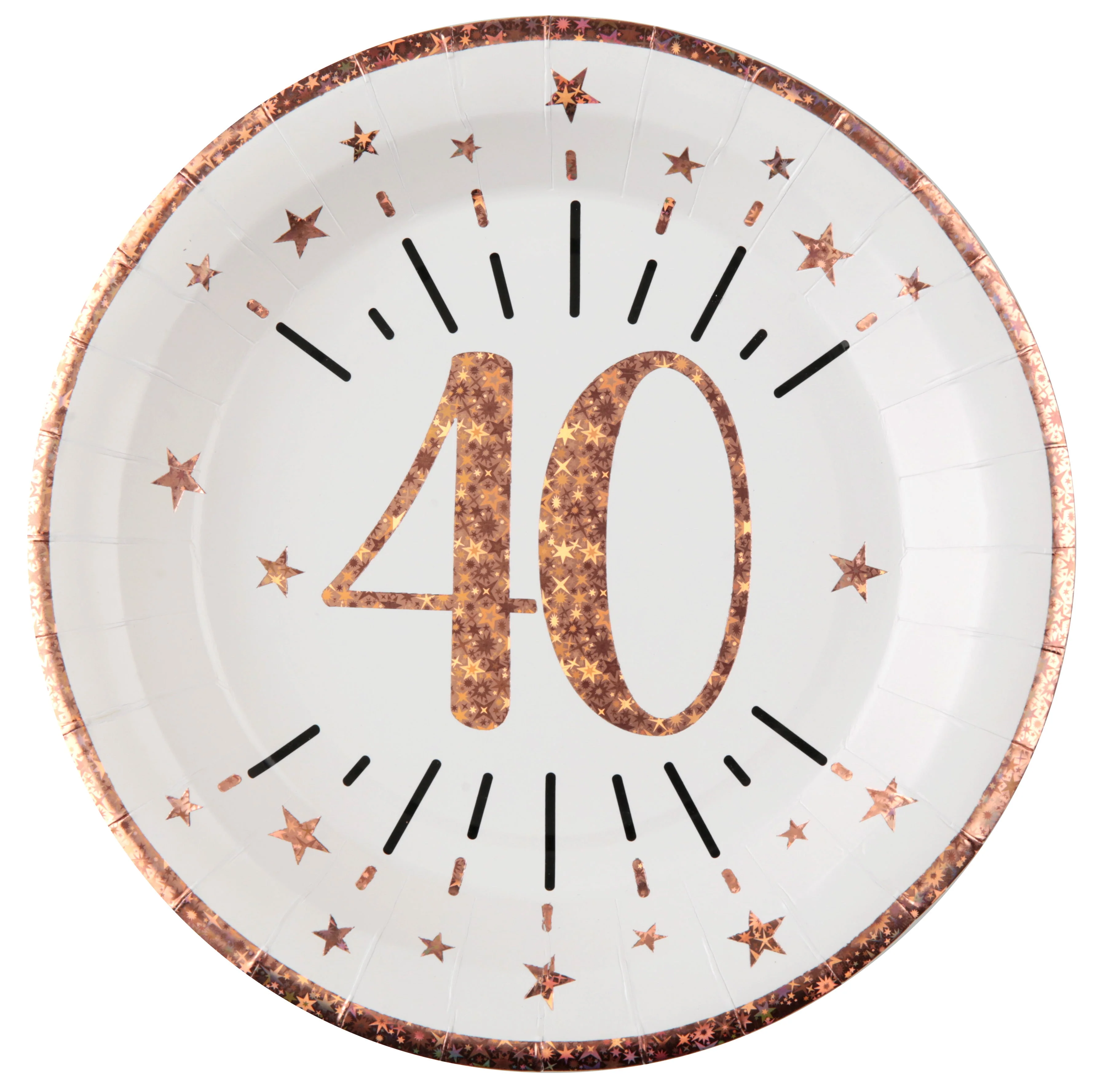 Sparkle at Forty - Rose Gold Dinner Plates, Perfect for Elegant 40th Birthday Celebrations