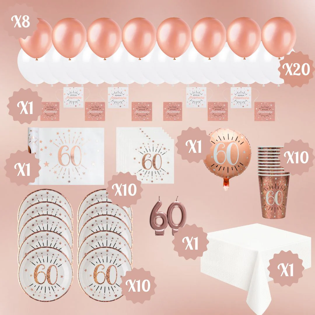 60th Birthday Rose Gold Party Bundle �C Effortless Celebration Awaits!
