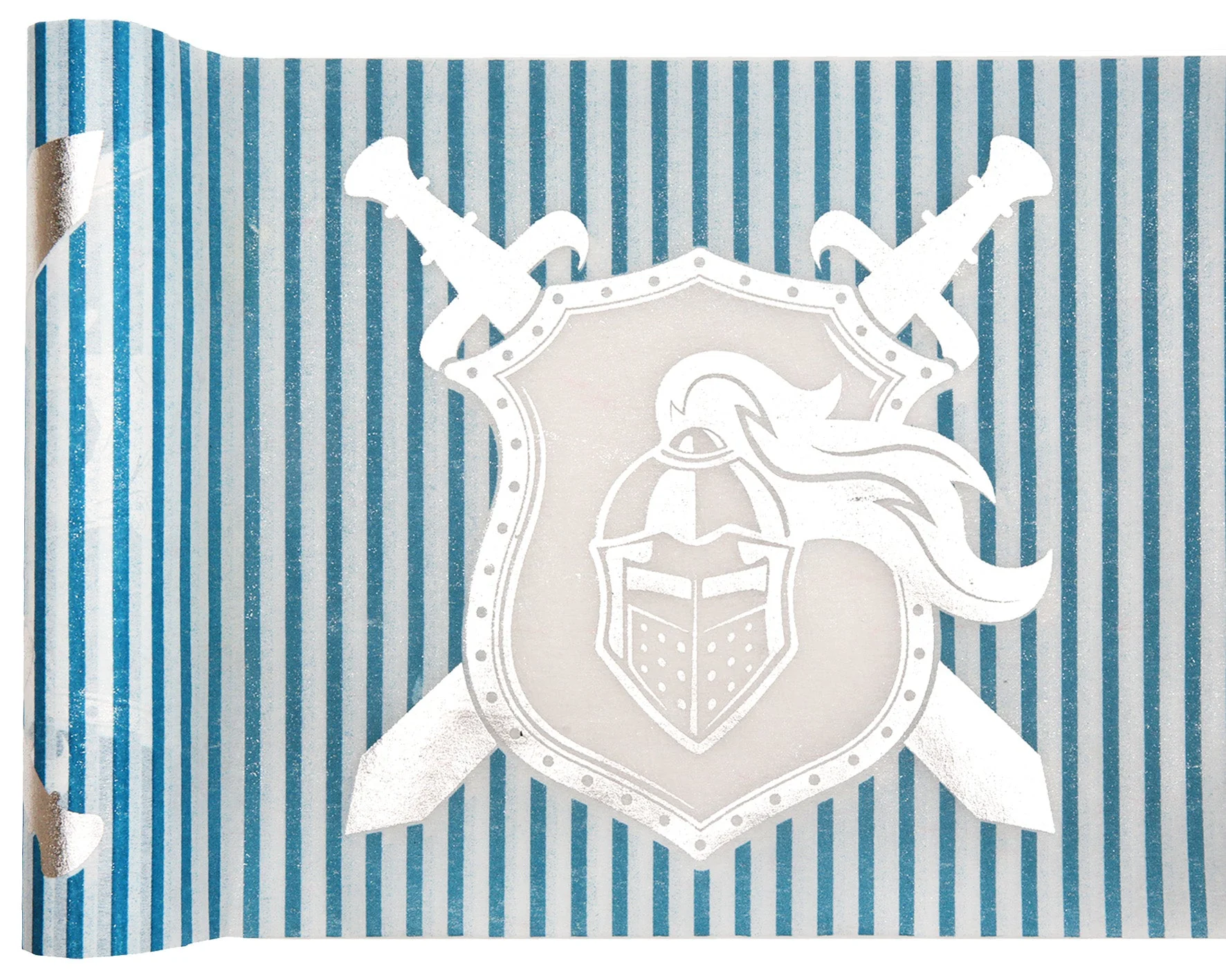 Knight-Themed Shimmering Silver Table Runner: Perfect for an Elegant and Trendy Birthday Bash