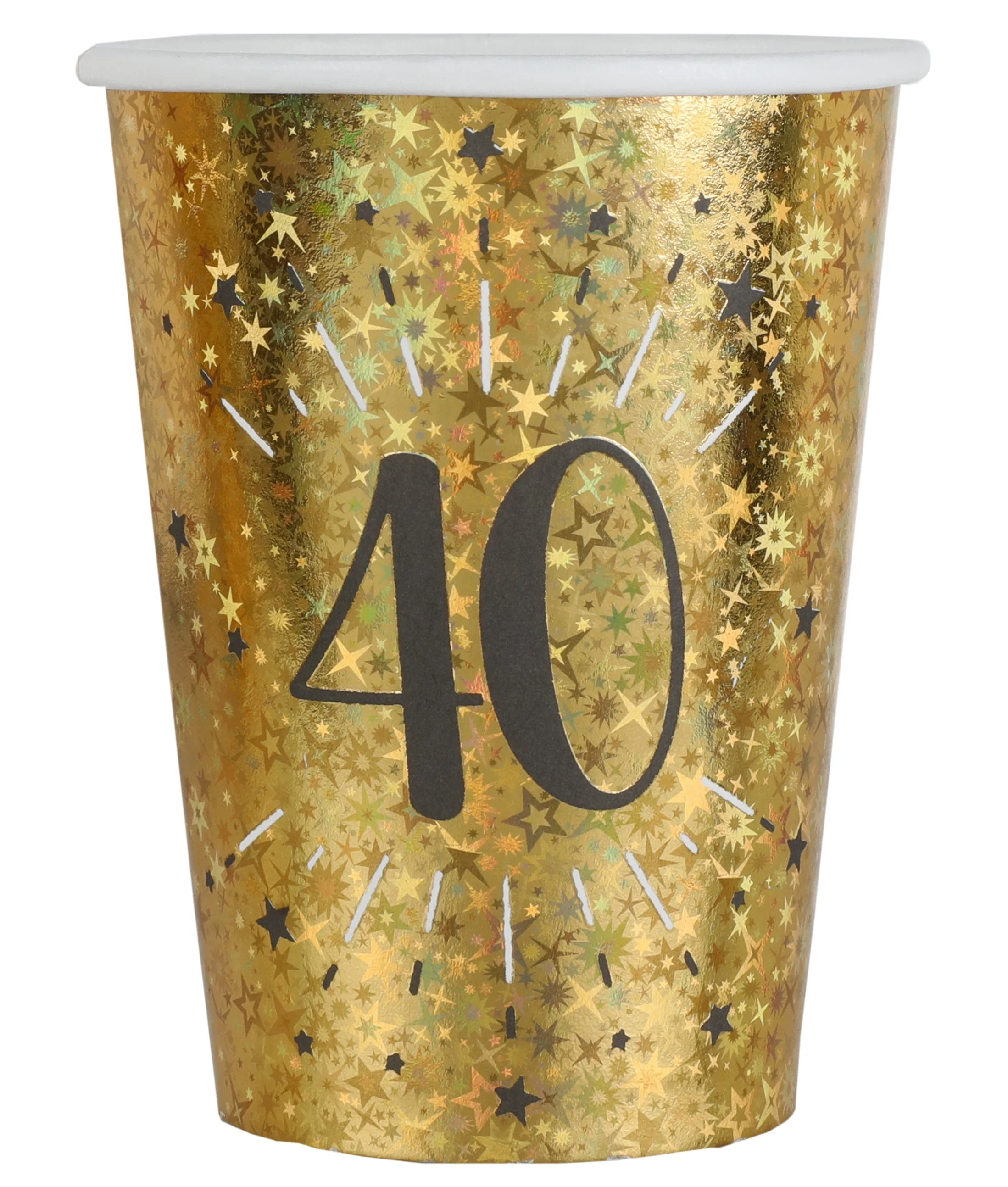 Celebrate in style with 40th Birthday Shining Gold Paper Cups - Elegant Party Elegance