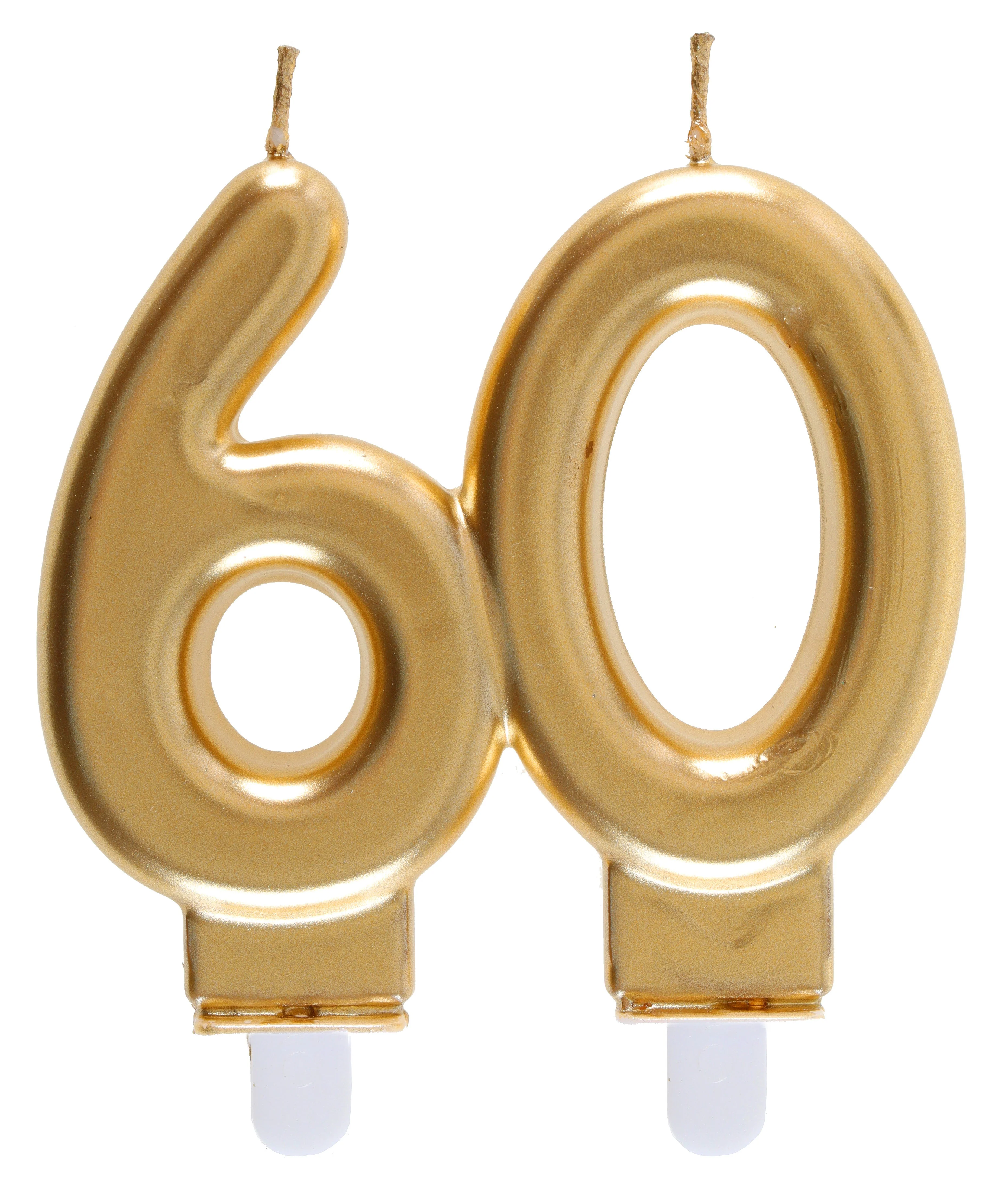 60th Birthday Elegance: Premium Gold Candle for Party Perfection a?? Be the Trendsetter!