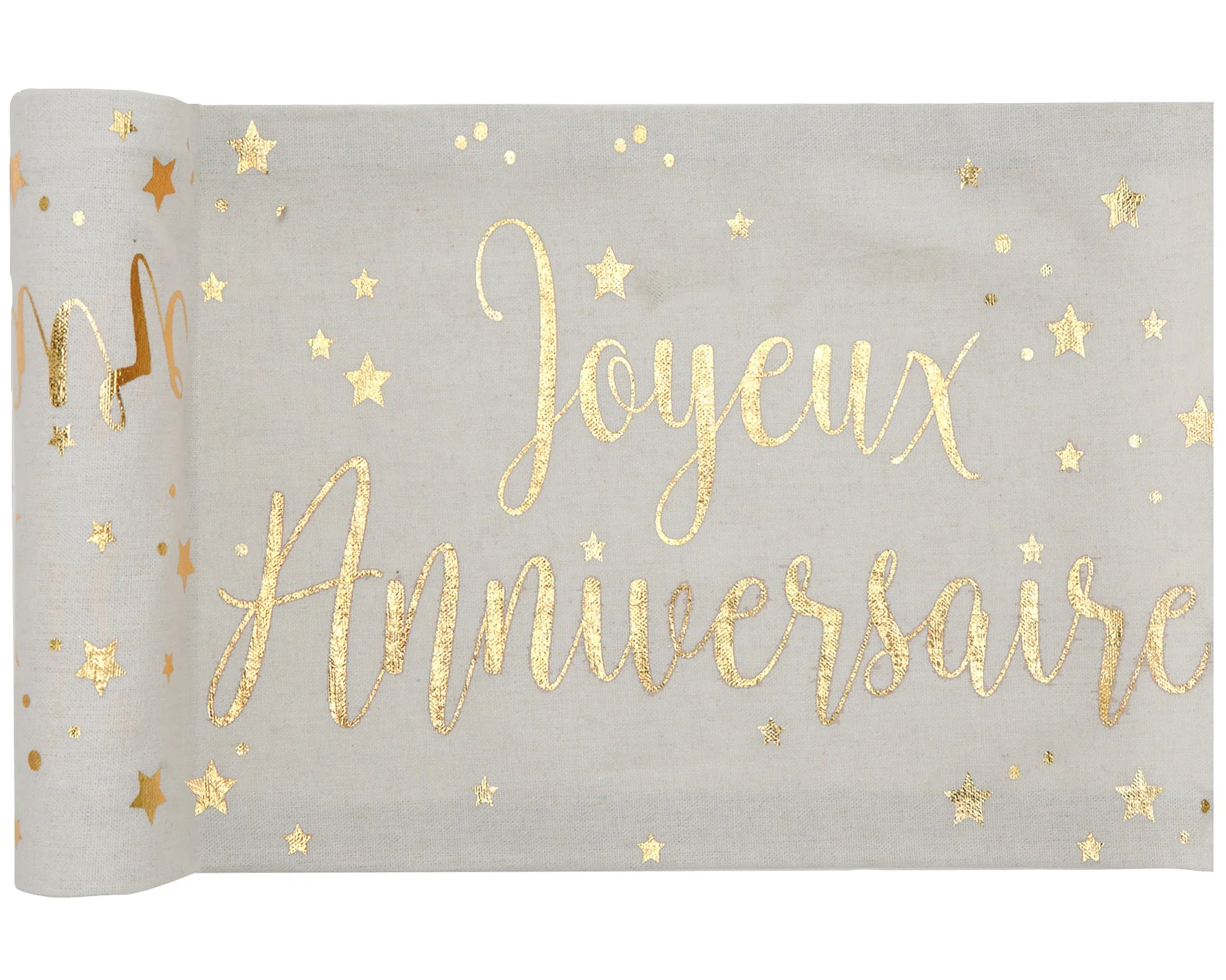 Chic Birthday-Themed Metallic White Table Runner for Elegant, Trendsetting Party Decor