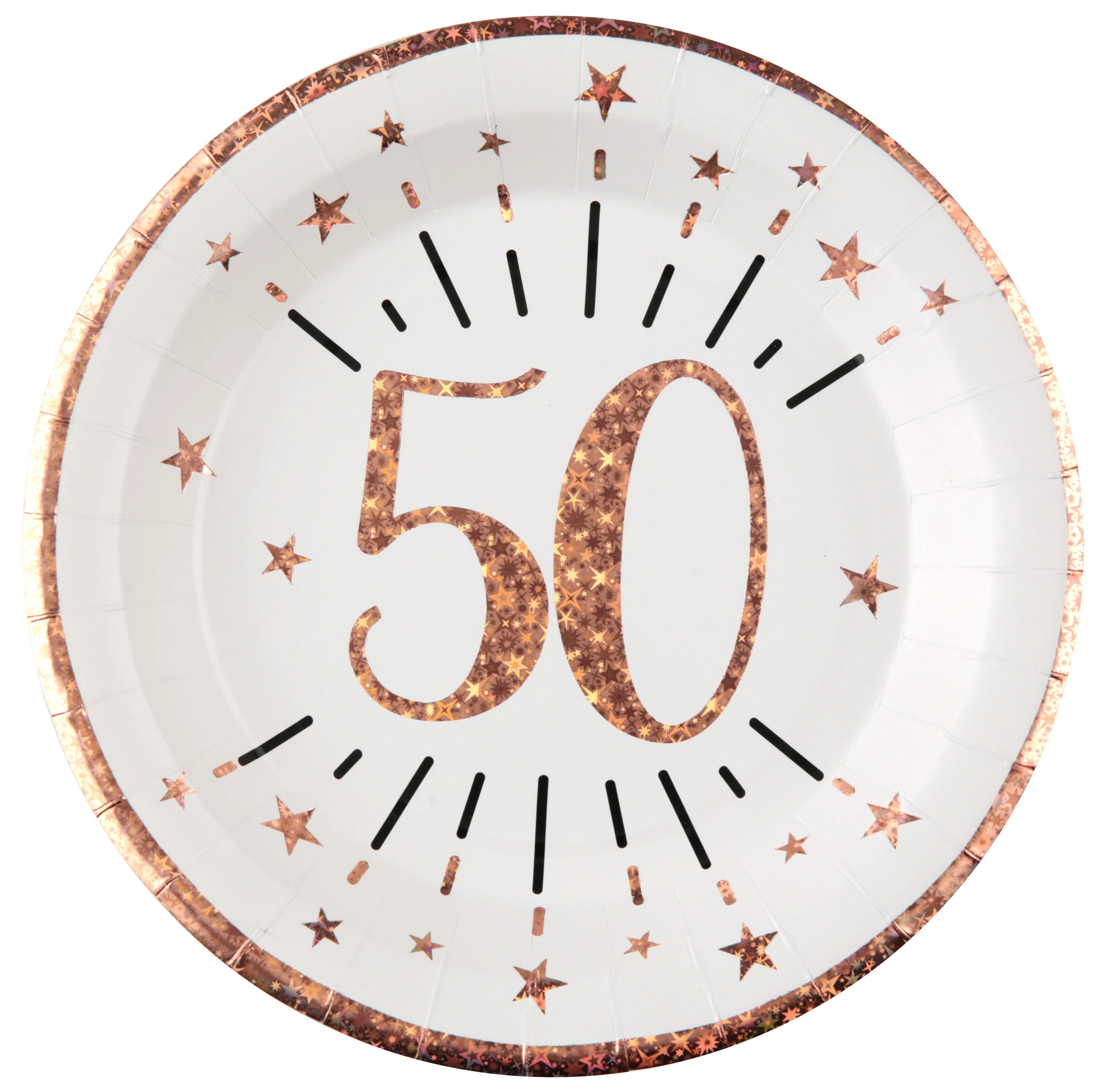 Elegant Party Supplies Rose Gold Dinner Plates - Trendsetting 50th Birthday Theme
