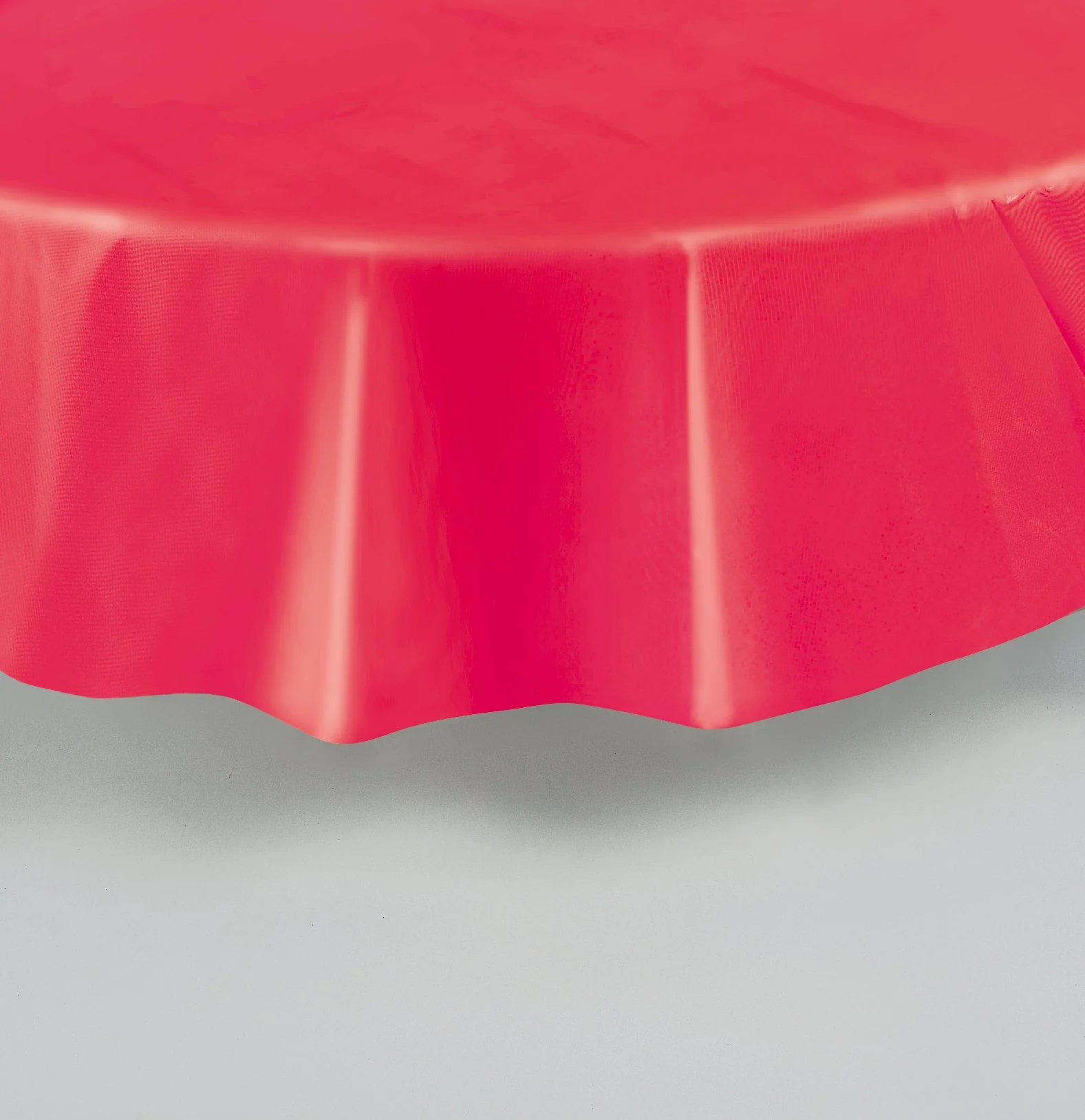 Red Solid Round Plastic Table Cover, 84
