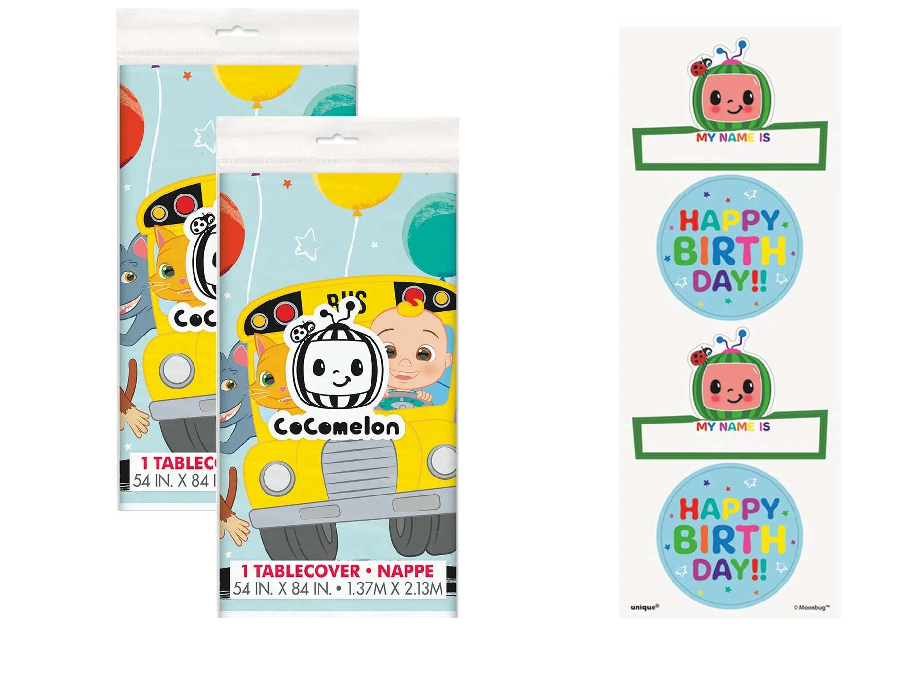 CocoMelon Party Bundle: Tablecloth & Stickers | Effortless Fun!