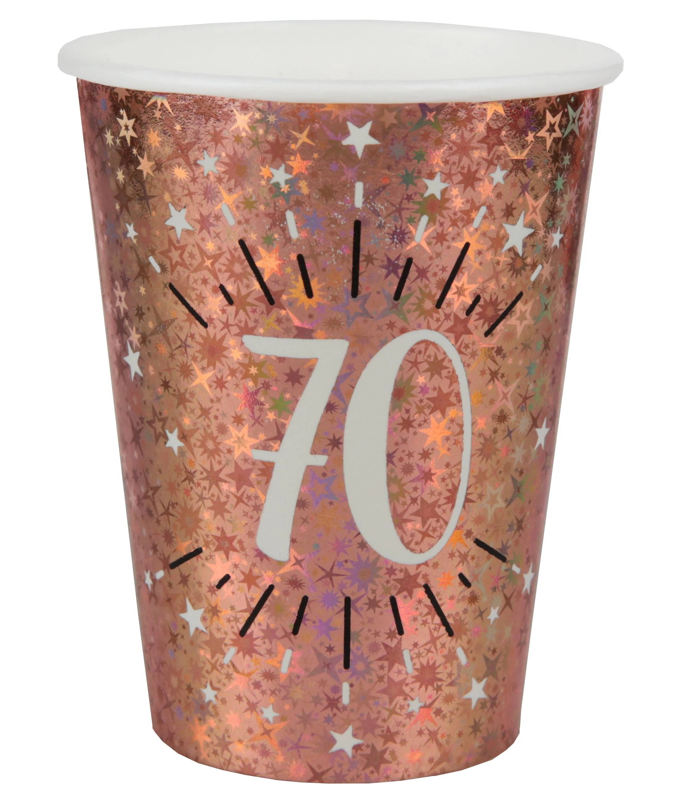 Premium 70th Birthday Party Supplies - Elegant Rose Gold Paper Cups for Unforgettable Celebrations