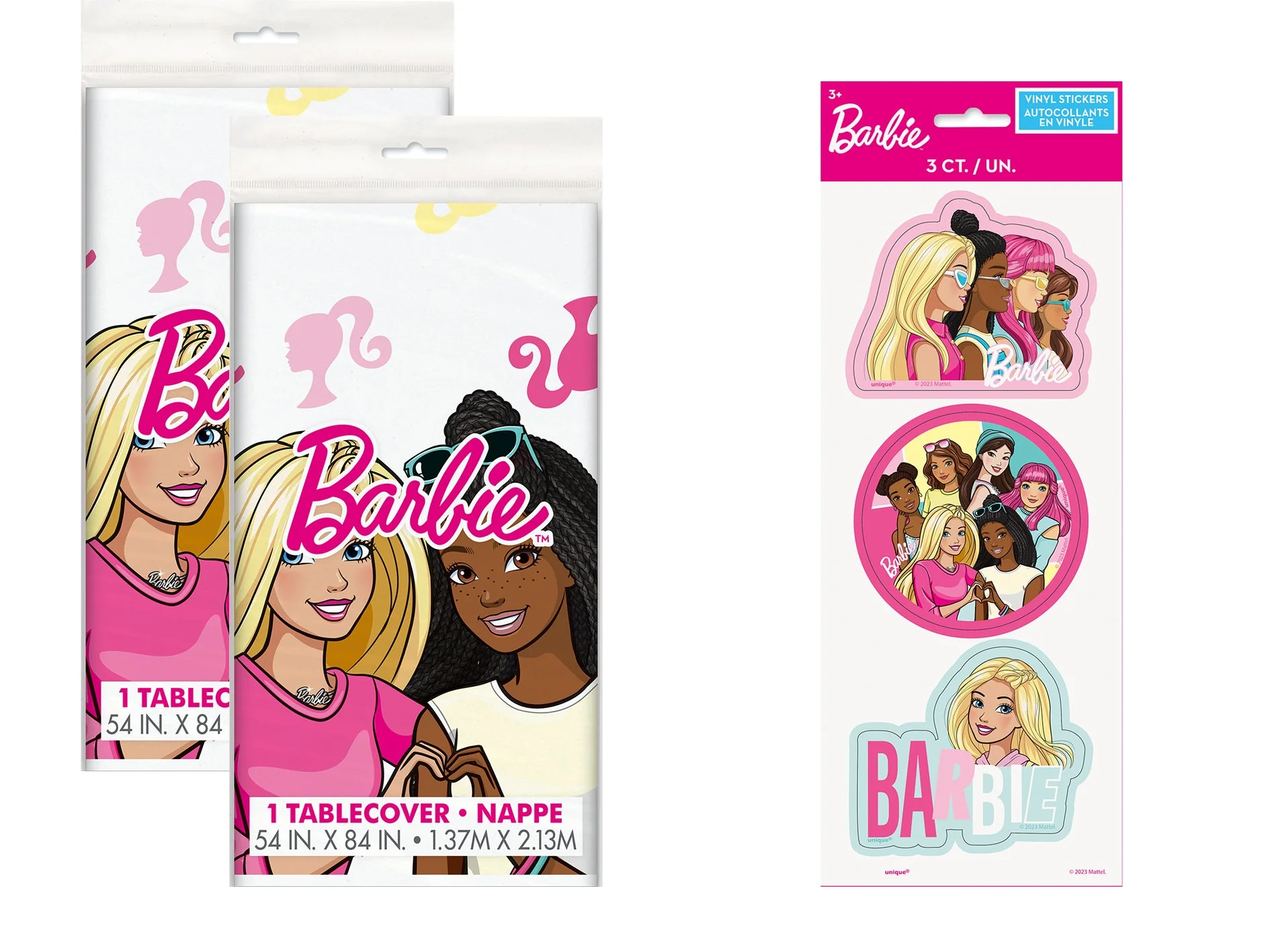Barbie Party Bundle: Tablecloths & Stickers for Effortless Fun!