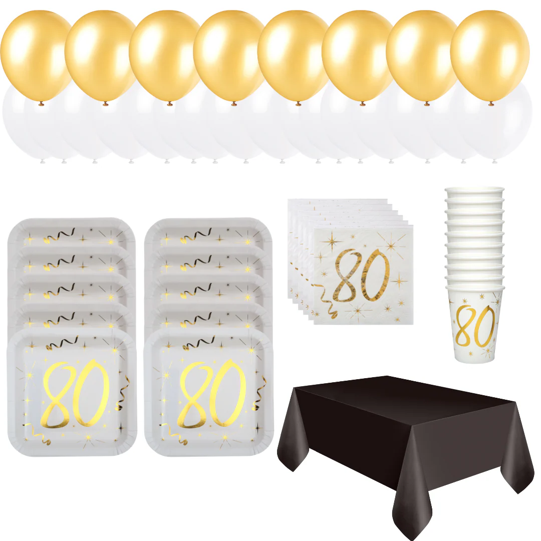80th Birthday Gold Party Bundle - Effortless Celebration Fun!