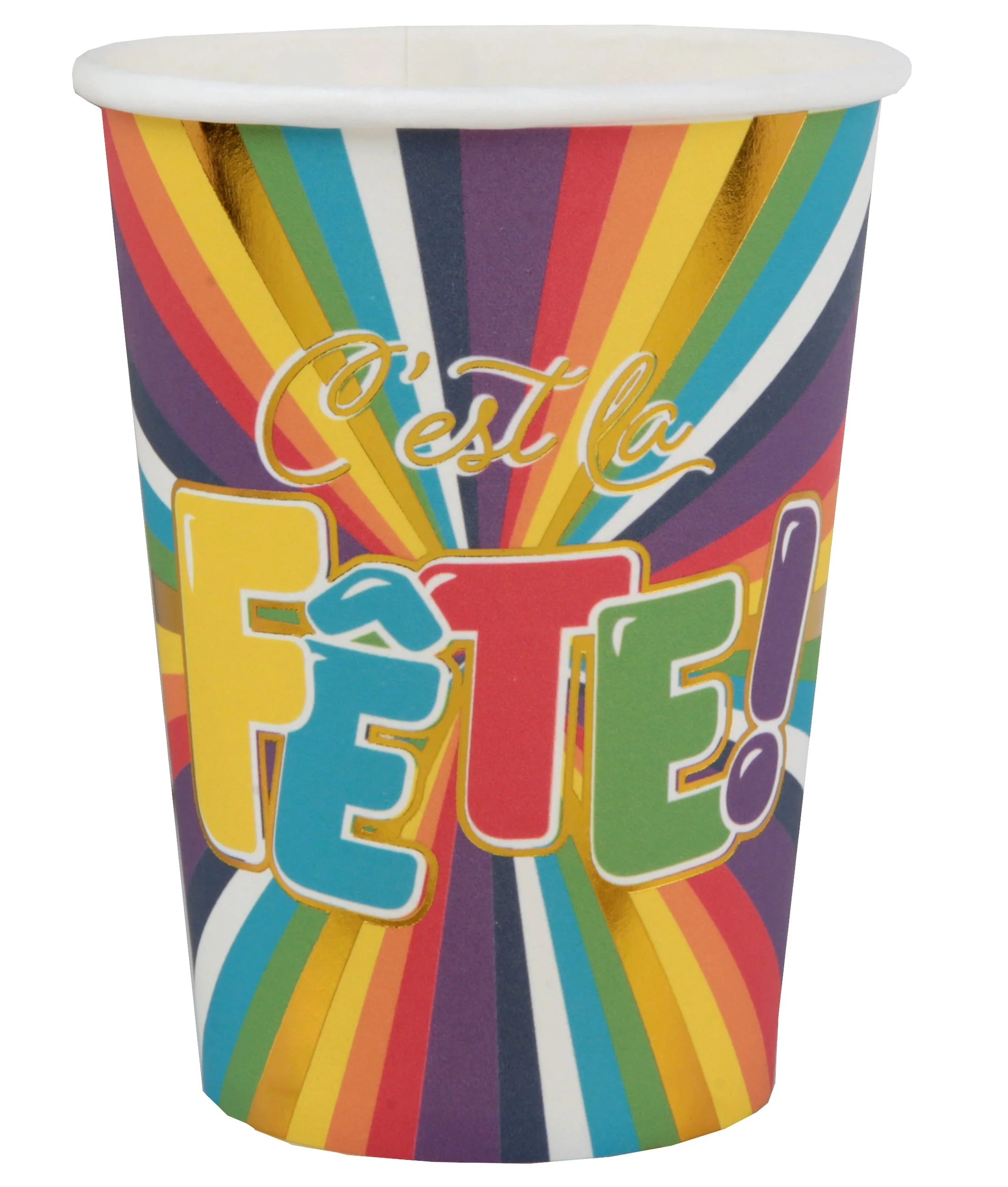 Elevate Your Event: Stylish C'est la f��te Paper Cups for Chic Birthday Parties