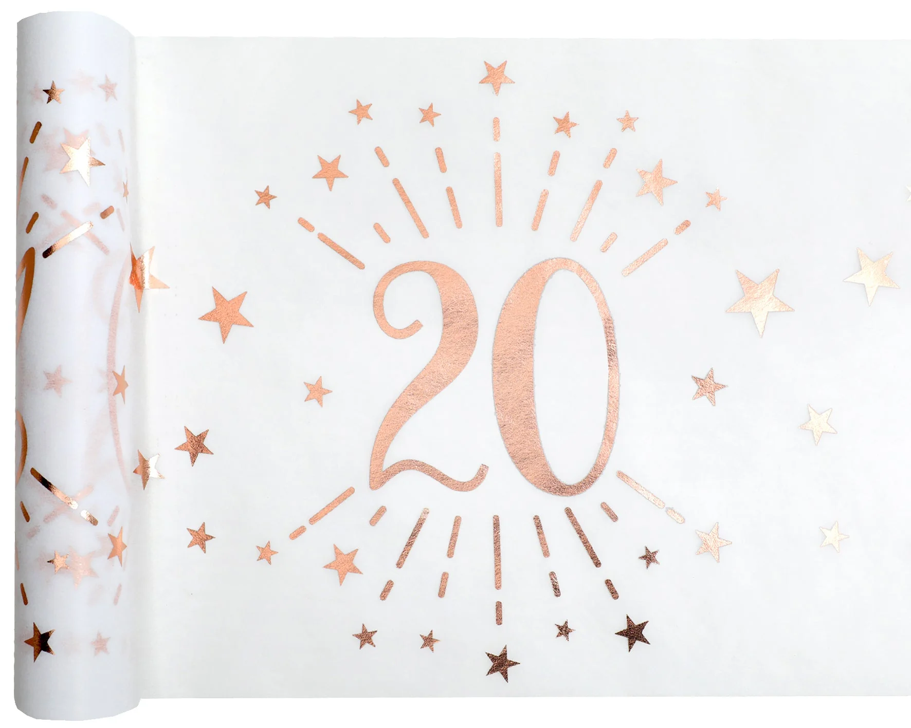 Elegant Rose Gold Table Runner for 20th Birthday Celebration - Uplift Your Party D��cor with Elegance