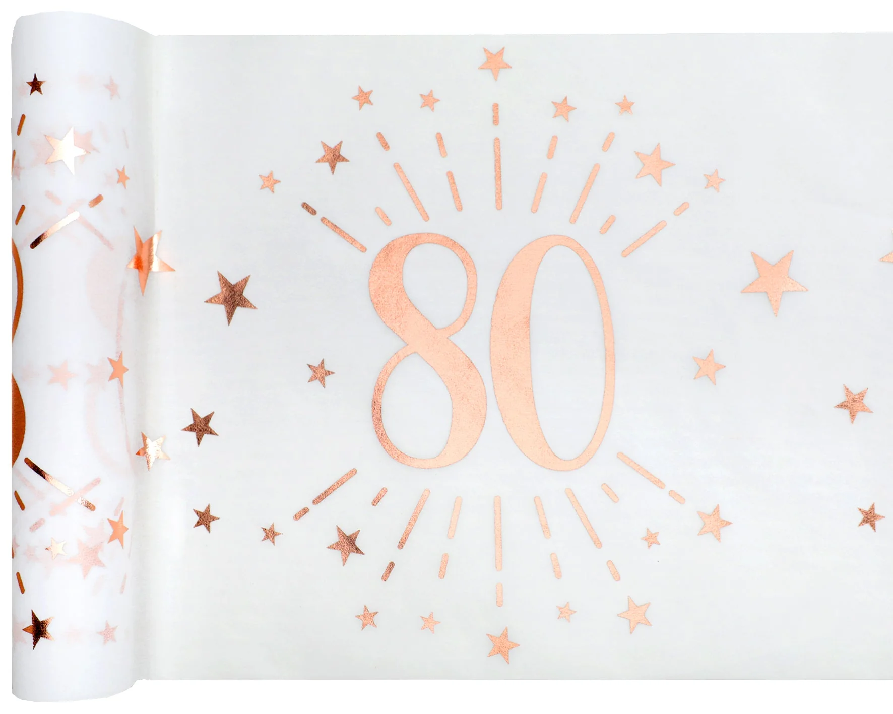 Elegant 80th Birthday Rose Gold Table Runner - Party Supplies with Trendsetting Style