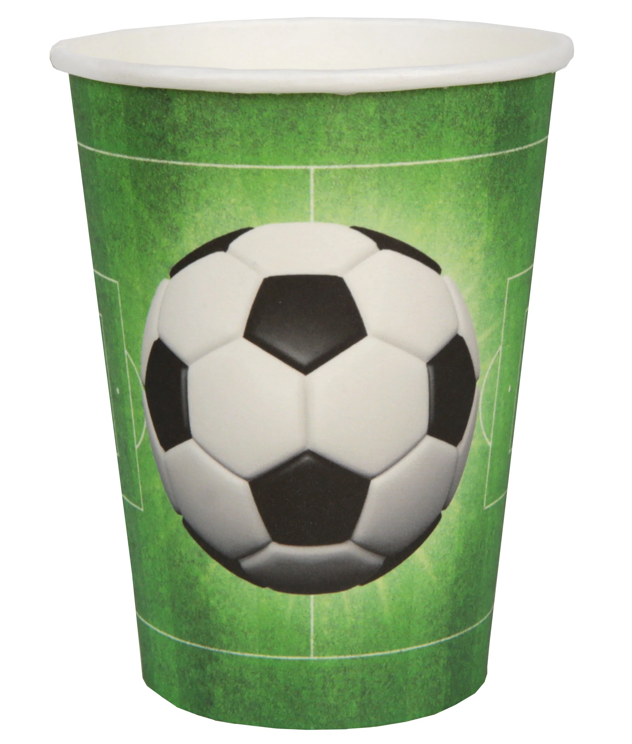 Soccer Maven: Elegant Green Paper Cups - Your Stylish Party Starters!