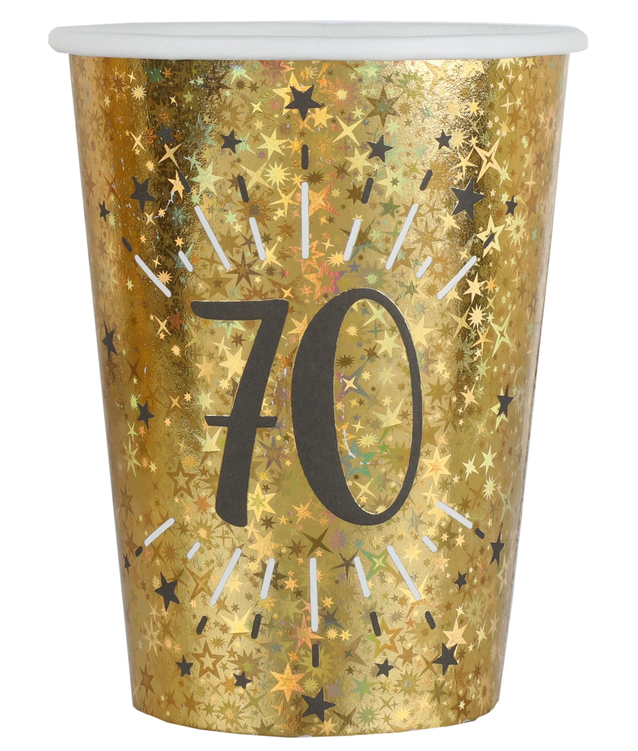 70th Birthday Gold Elegance �C Trendsetting Paper Cups for Timeless Celebrations