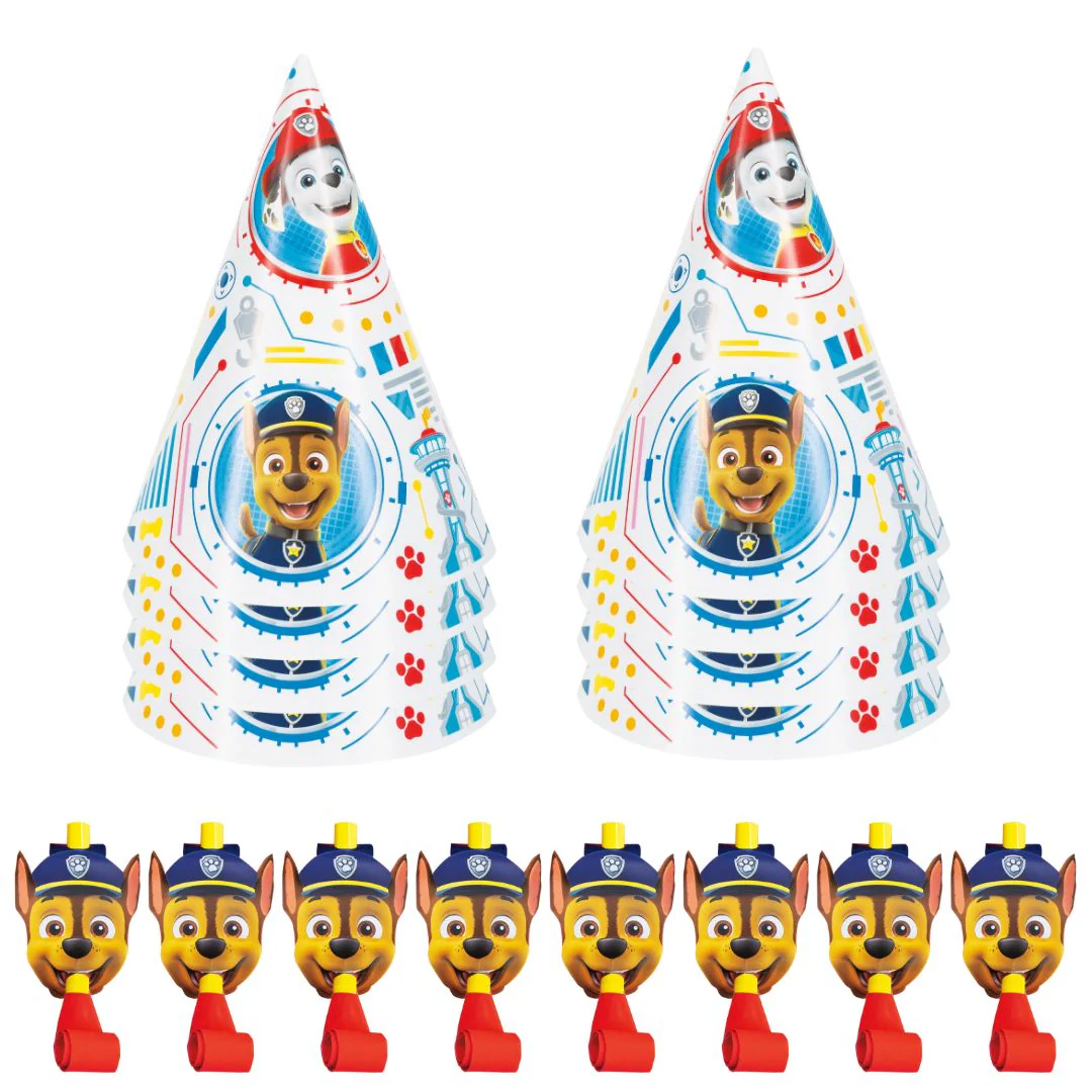 Paw Patrol Party Bundle: 8 Hats & Blowouts for Ultimate Fun!