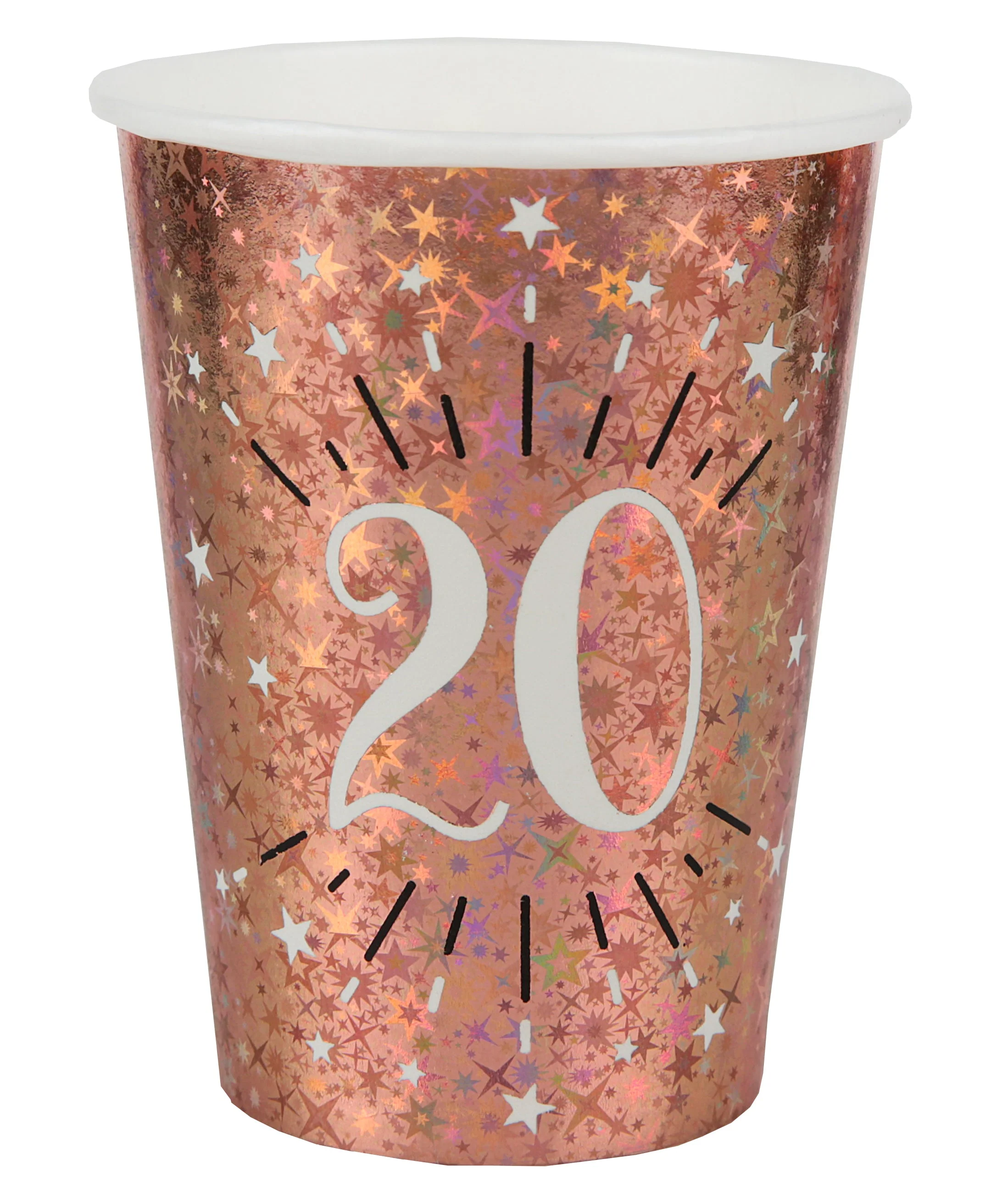 Classy 20th Birthday Rose Gold Paper Cups - Elegant Party Essentials for Posh Celebrations