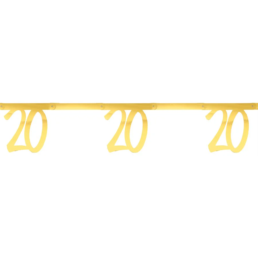 Elegant 20th Birthday Gold Banner - Stylish Party Supplies for Celebrating Milestones