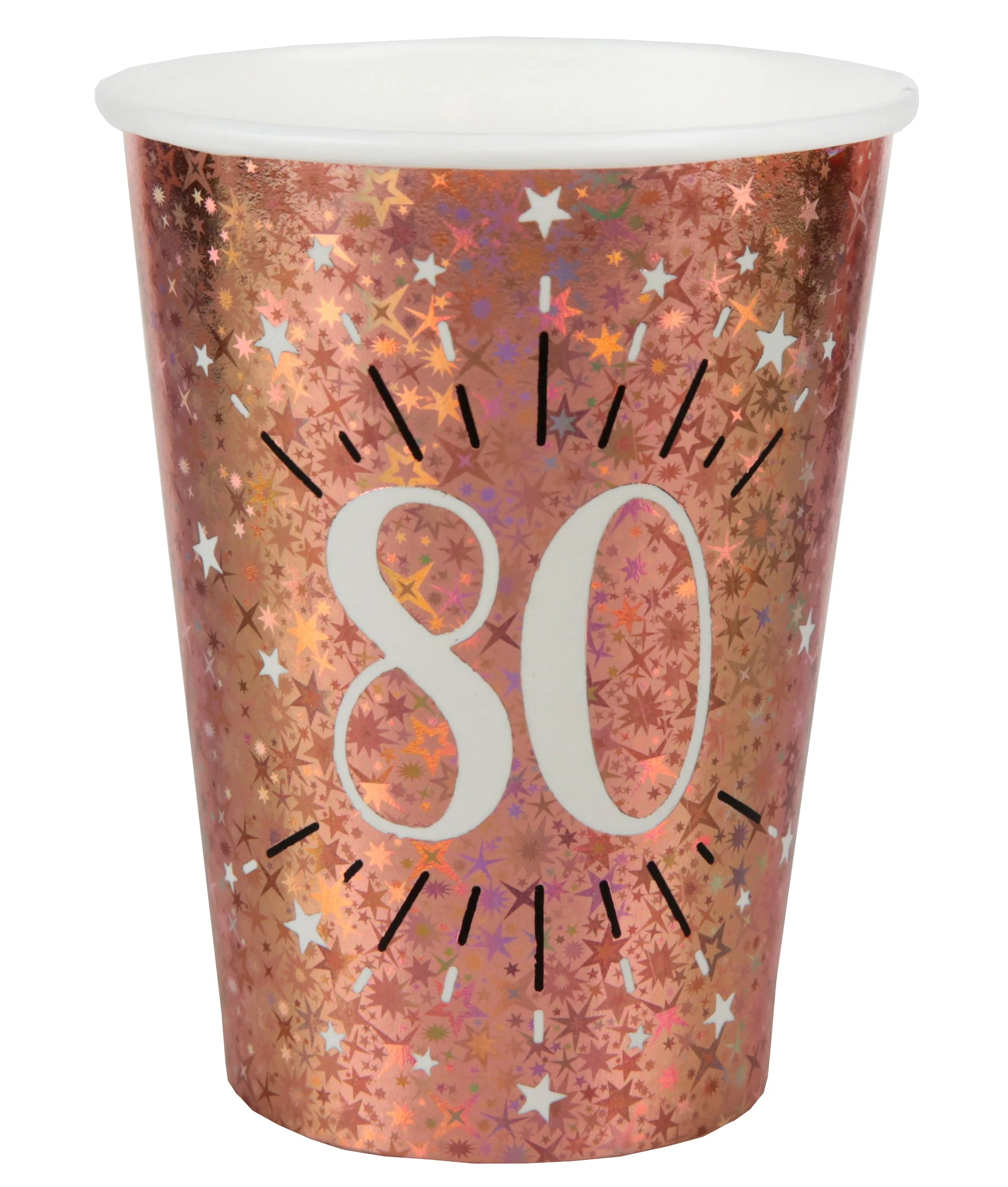 Deluxe 80th Birthday Party Supplies - Rose Gold Paper Cups Set, Elegance in Every Sip
