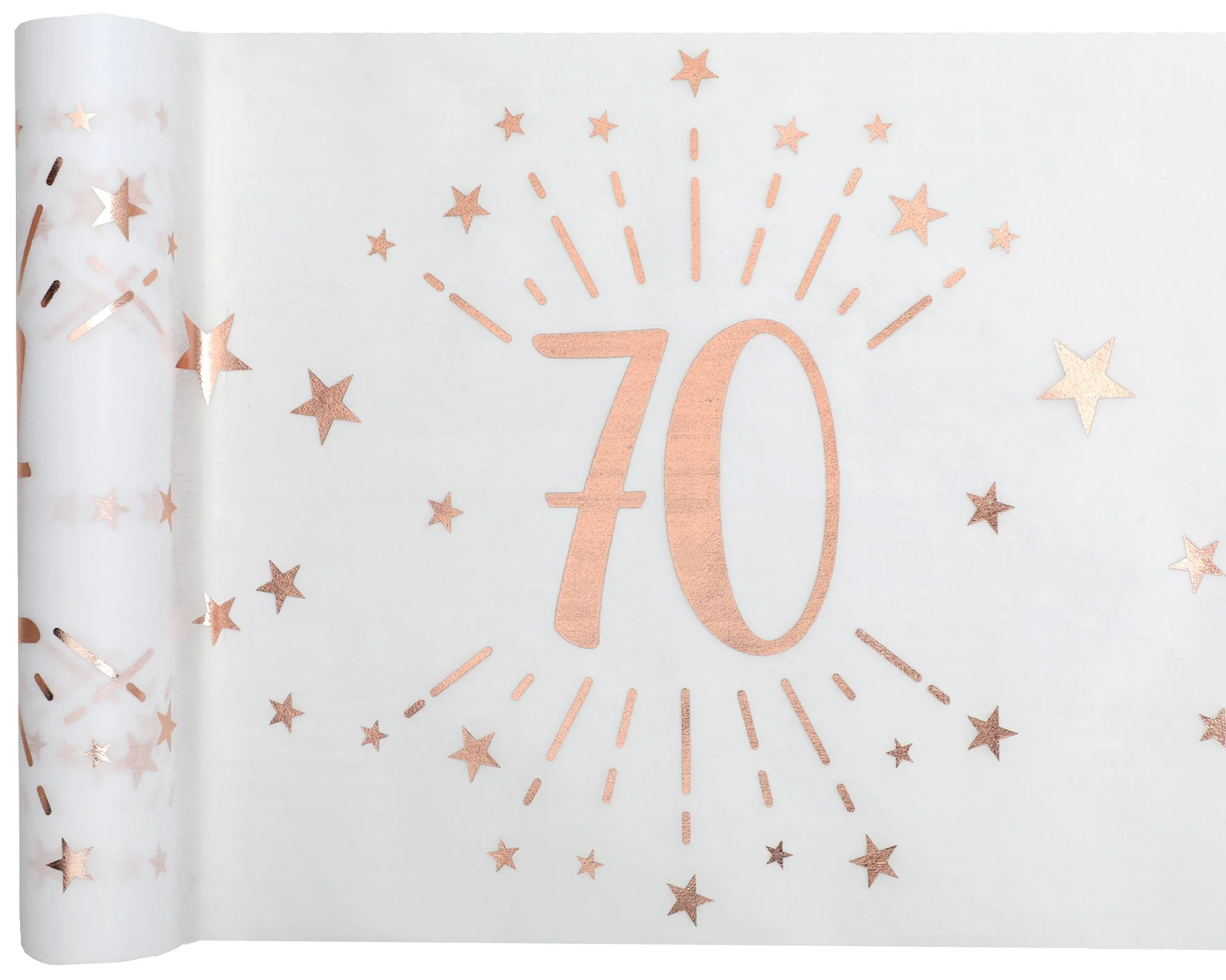 70th Birthday Celebration! Stylish Rose Gold Table Runner for Elegant Party D��cor