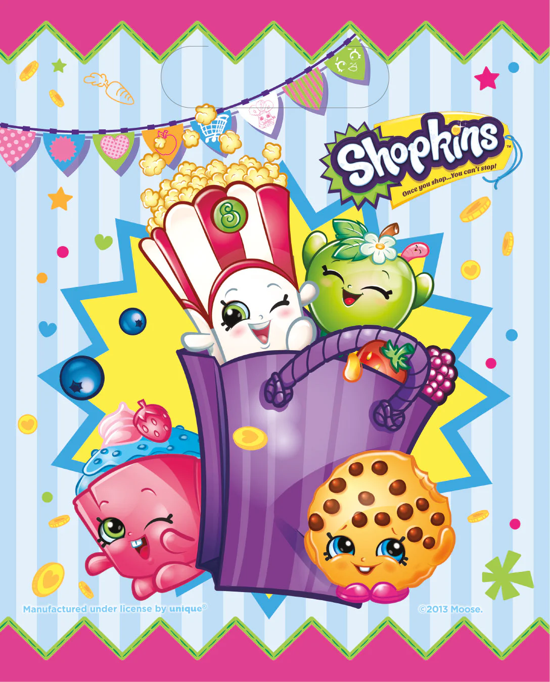 Shopkins Loot Bags, Set of 8 - Perfect for Fun and Colorful Themed Parties!