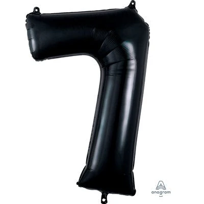 7 Black SuperShape Foil Balloon - Top-tier Party Decor with Extended Float Time!