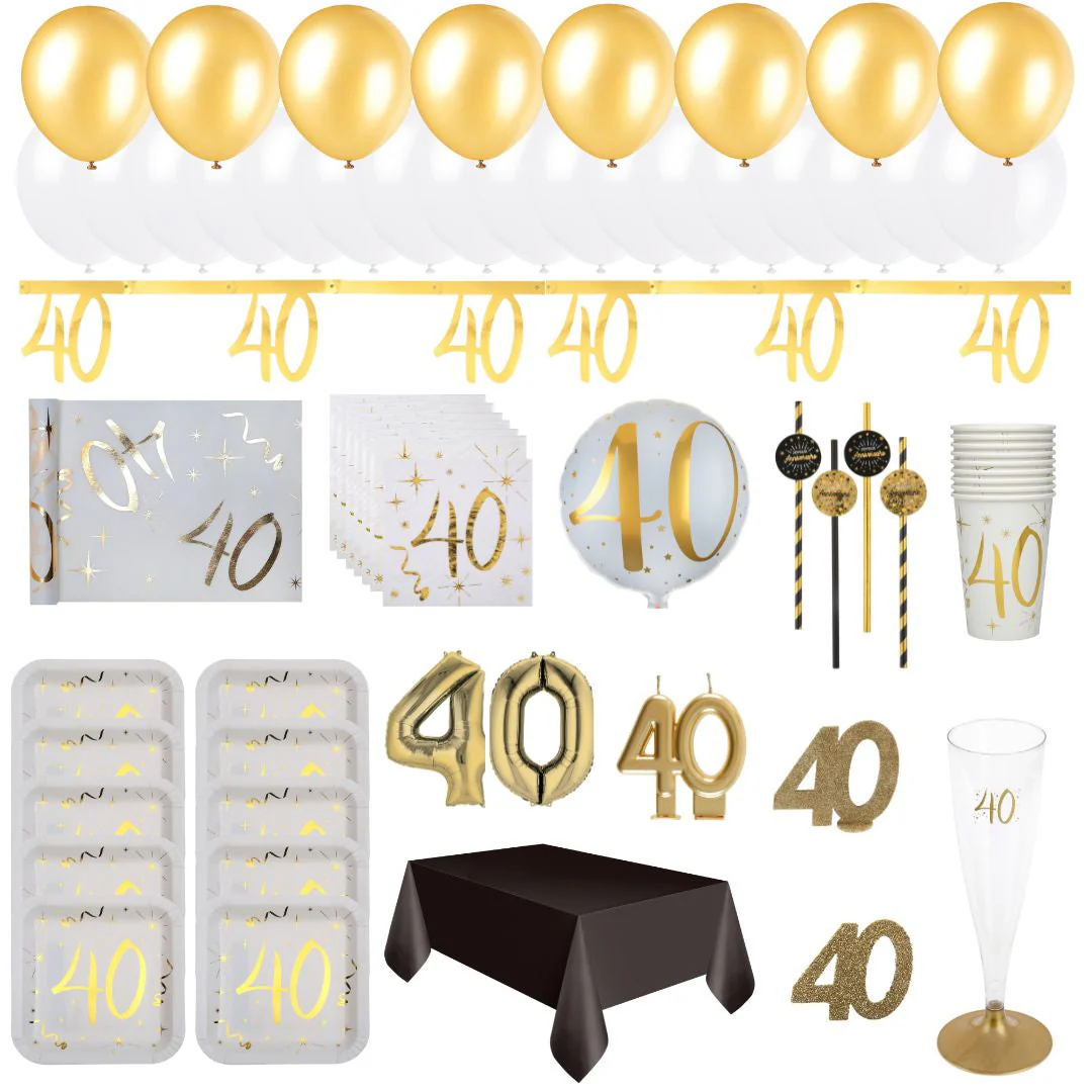 40th Birthday Party Bundle �C Gold D��cor & Effortless Celebration!