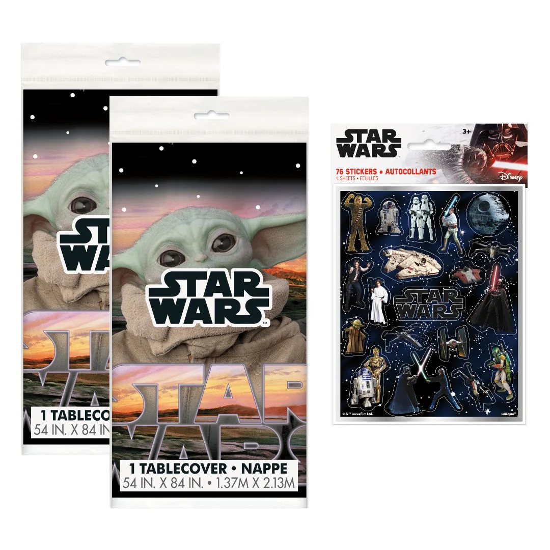 Mandalorian Party Bundle: Tablecloths & Stickers �C Effortless Fun!